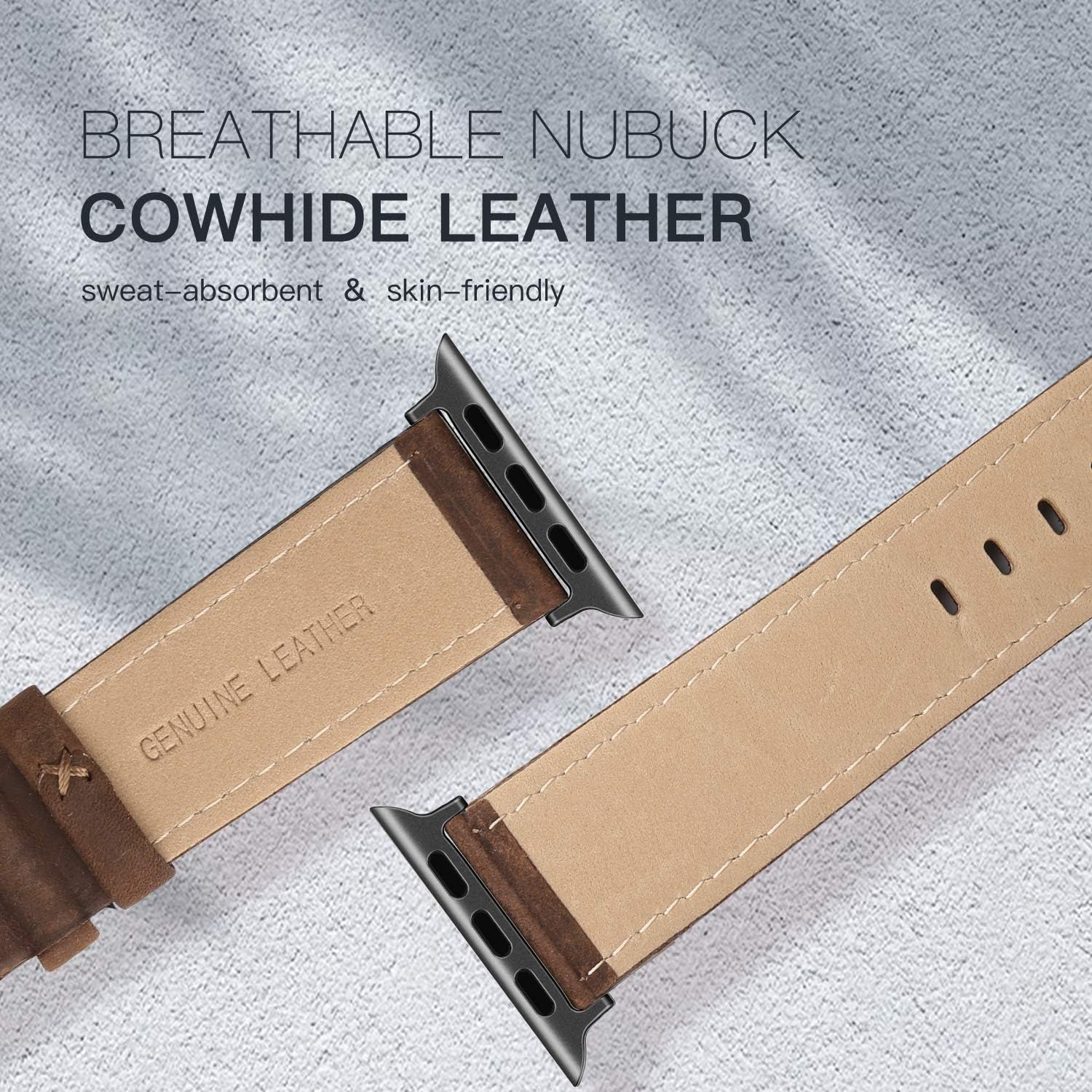 EDIMENS – Correa de piel compatible con Apple Watch de 1.654pulgadas y 1.732pulgadas para hombre y mujer, correa de repuesto para Apple Watch iwatch