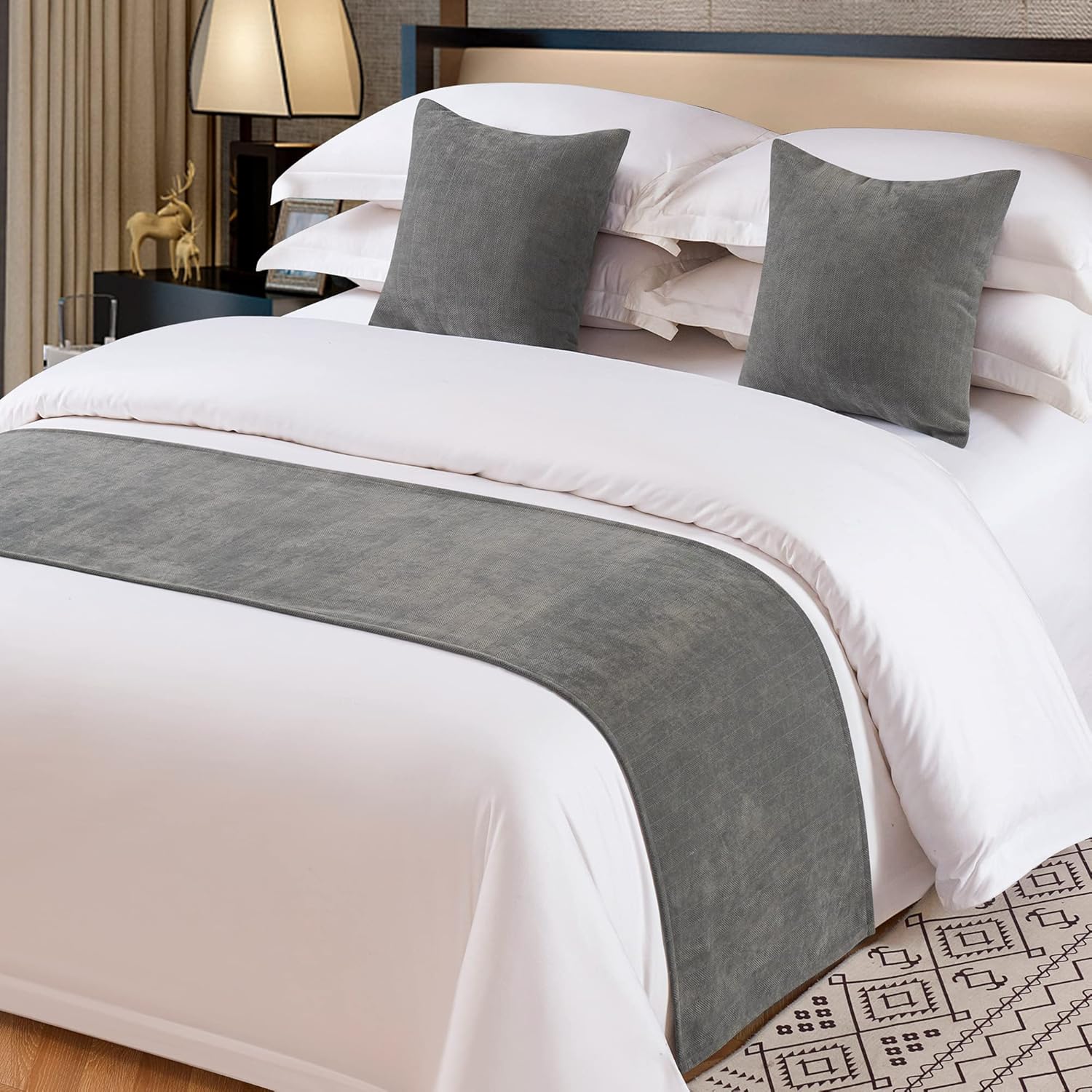 OSVINO Camino de cama sólido con textura de chenilla, bufanda decorativa para cama de hotel, dormitorio, sala de bodas