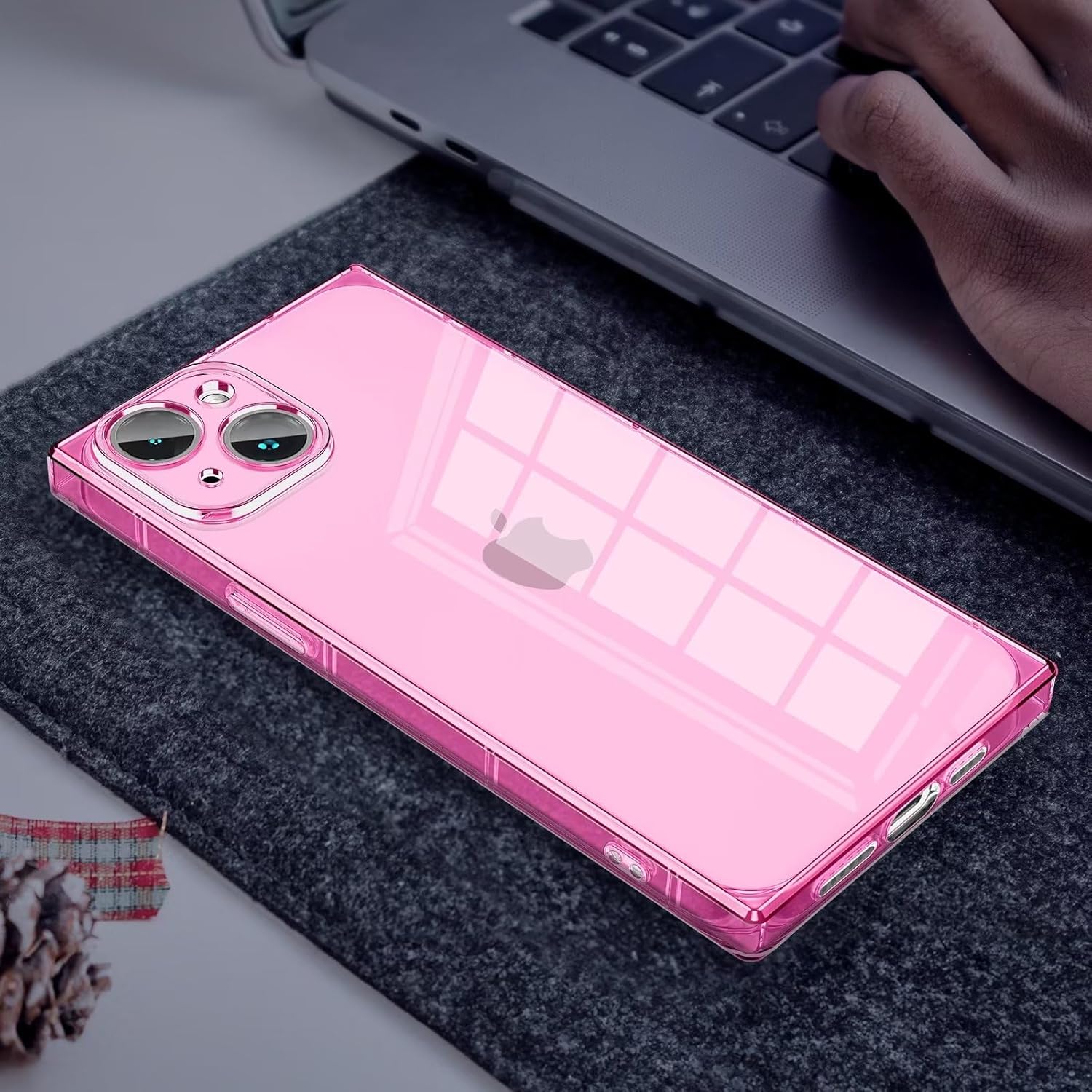 Tzomsze Compatible con funda cuadrada transparente para iPhone 15, protección completa de la cámara y cojín de TPU en las esquinas reforzadas, funda