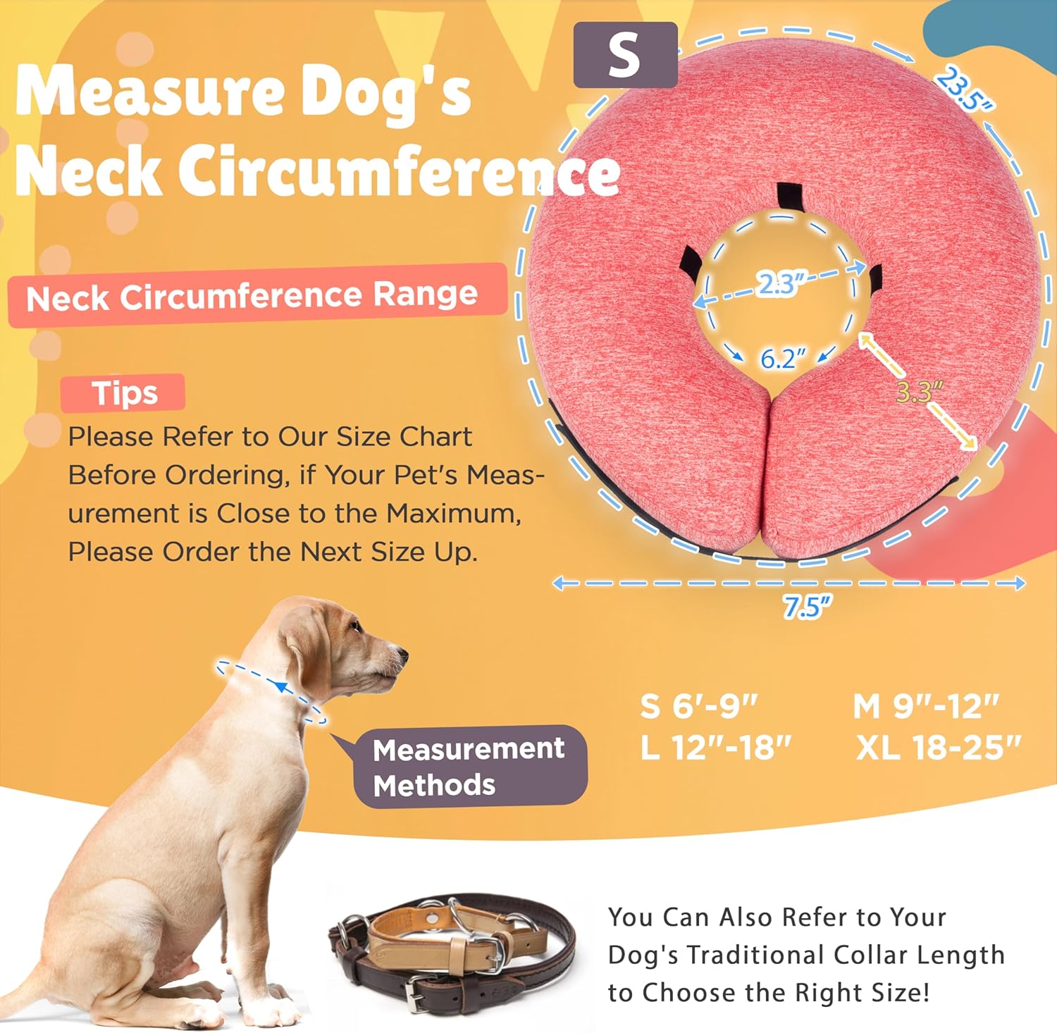 Big Ant Collar inflable protector para perros y gatos, cono suave para perros después de la cirugía, collar de dona para cuello de perro, collar de