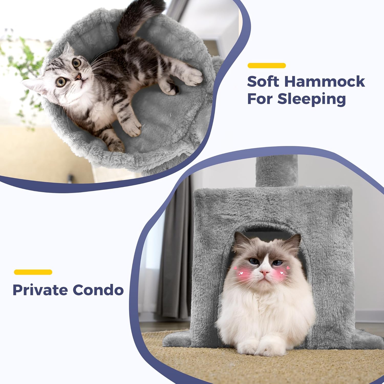 Meow Sir Árbol para gatos de piso a techo, altura ajustable 82-108 pulgadas  81.9-108.3 in Torre para gatos de 6 niveles para techo de 7 a 9 pies