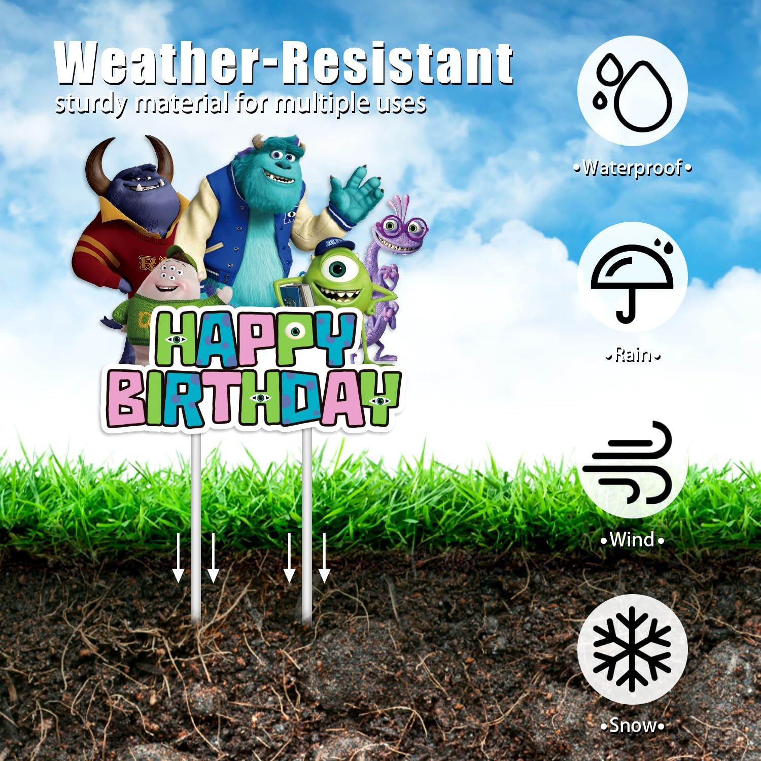 7 piezas de decoración de cumpleaños de película con estacas, suministros de fiesta de película, decoración de césped al aire libre para niños y
