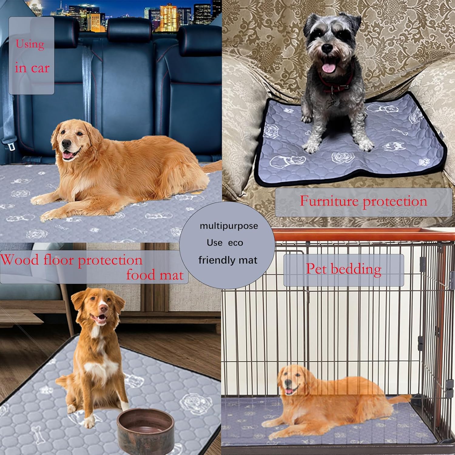 Almohadillas lavables para orina para perros, impermeables, antideslizantes, almohadillas de entrenamiento para mascotas, para sofá, inodoro,