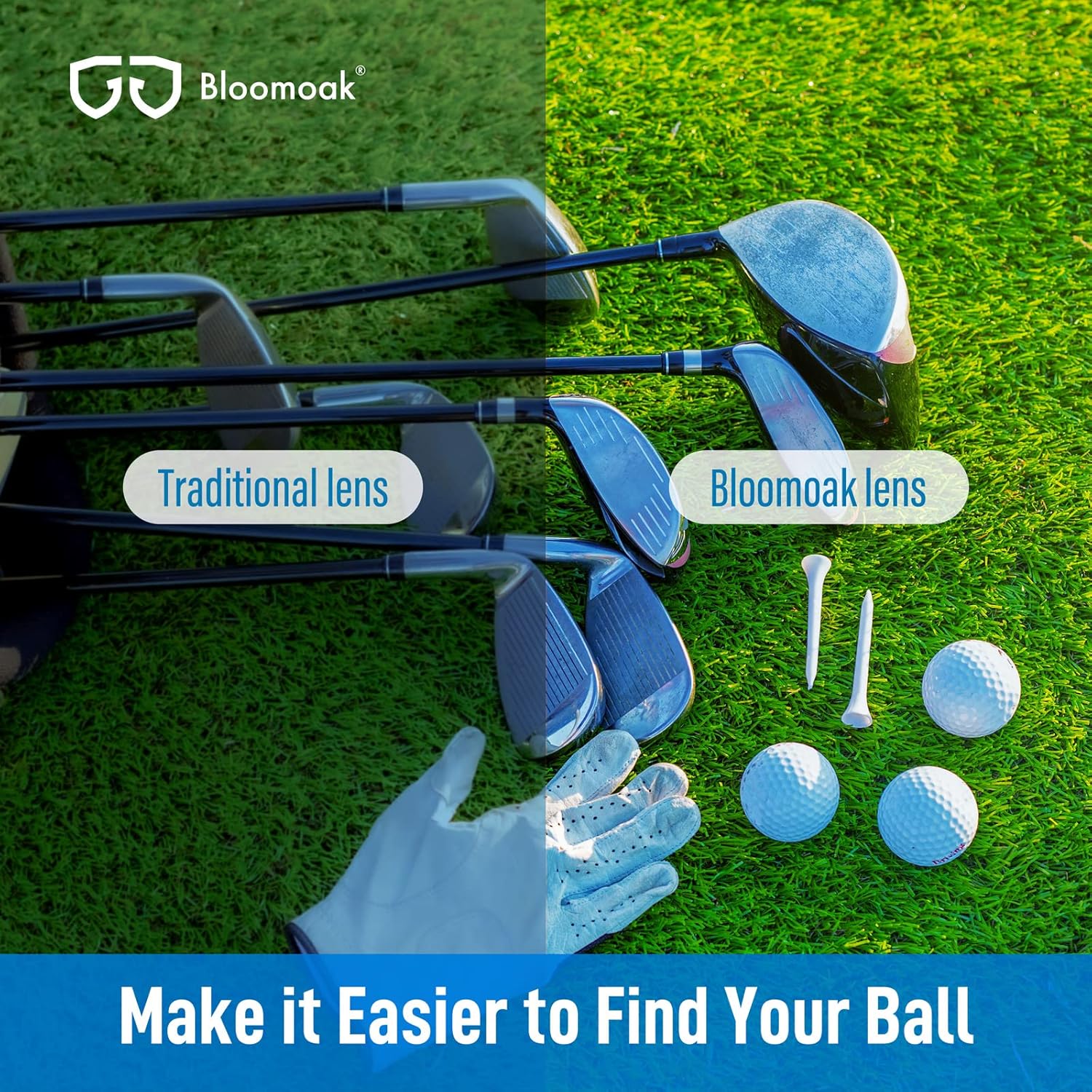 Bloomoak Gafas de sol deportivas para golf, protección UV400 envolventemarco ventilado que evita el empañamientoclaridad visual superior para