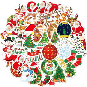 Calcomanías navideñas de Papá Noel, 50 unidades de vinilo kawaii impermeables para fiestas, regalos para tarjetas, botella de agua, guitarra, Calcomanías navideñas de Papá Noel, 50 unidades de vinilo kawaii impermeables para fiestas, regalos para tarjetas, botella de agua, guitarra,