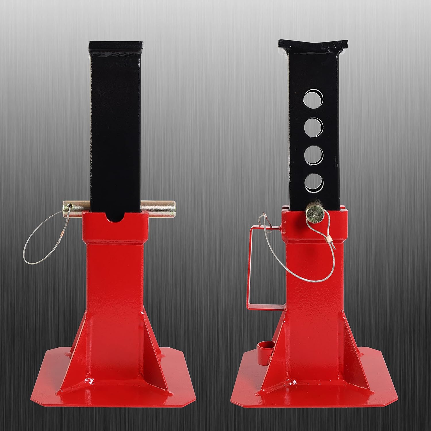 Torin ATZ120005B – Soporte para gato automotriz de altura ajustable estilo pasador, capacidad de 12 toneladas (26,400 libras), rojo, 1 par