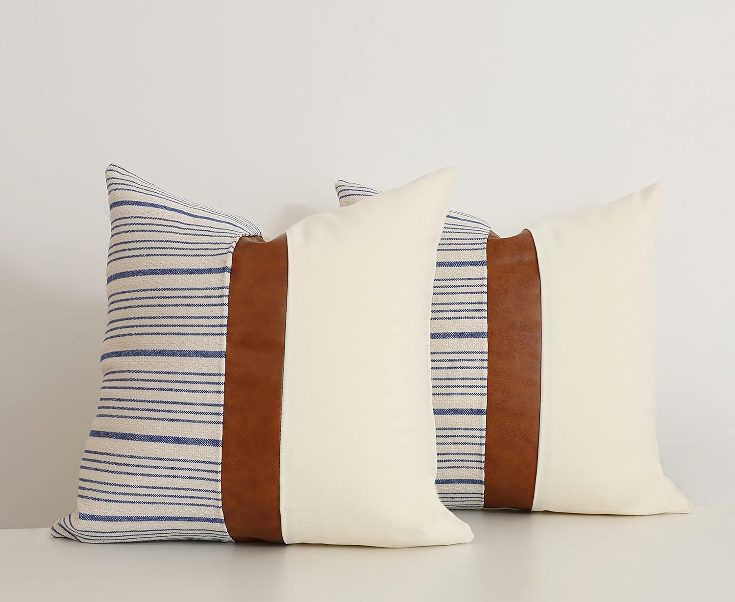 Fundas de almohada de 20 x 20 pulgadas, fundas de almohada cuadradas de piel sintética de algodón tostado, fundas de almohada decorativas para el