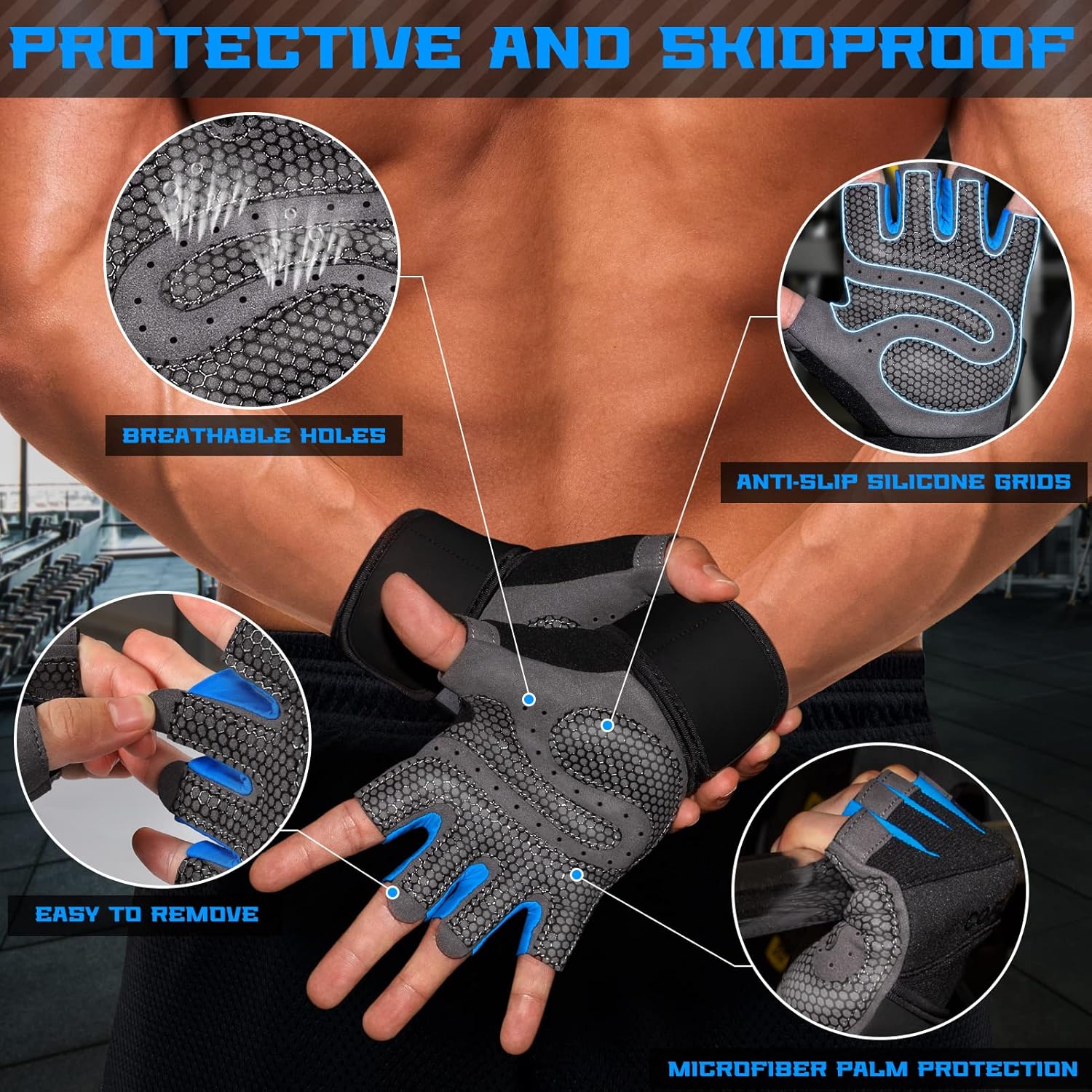 COFIT Guantes de entrenamiento transpirables, guantes antideslizantes para levantamiento de pesas para hombres y mujeres, agarre superior y