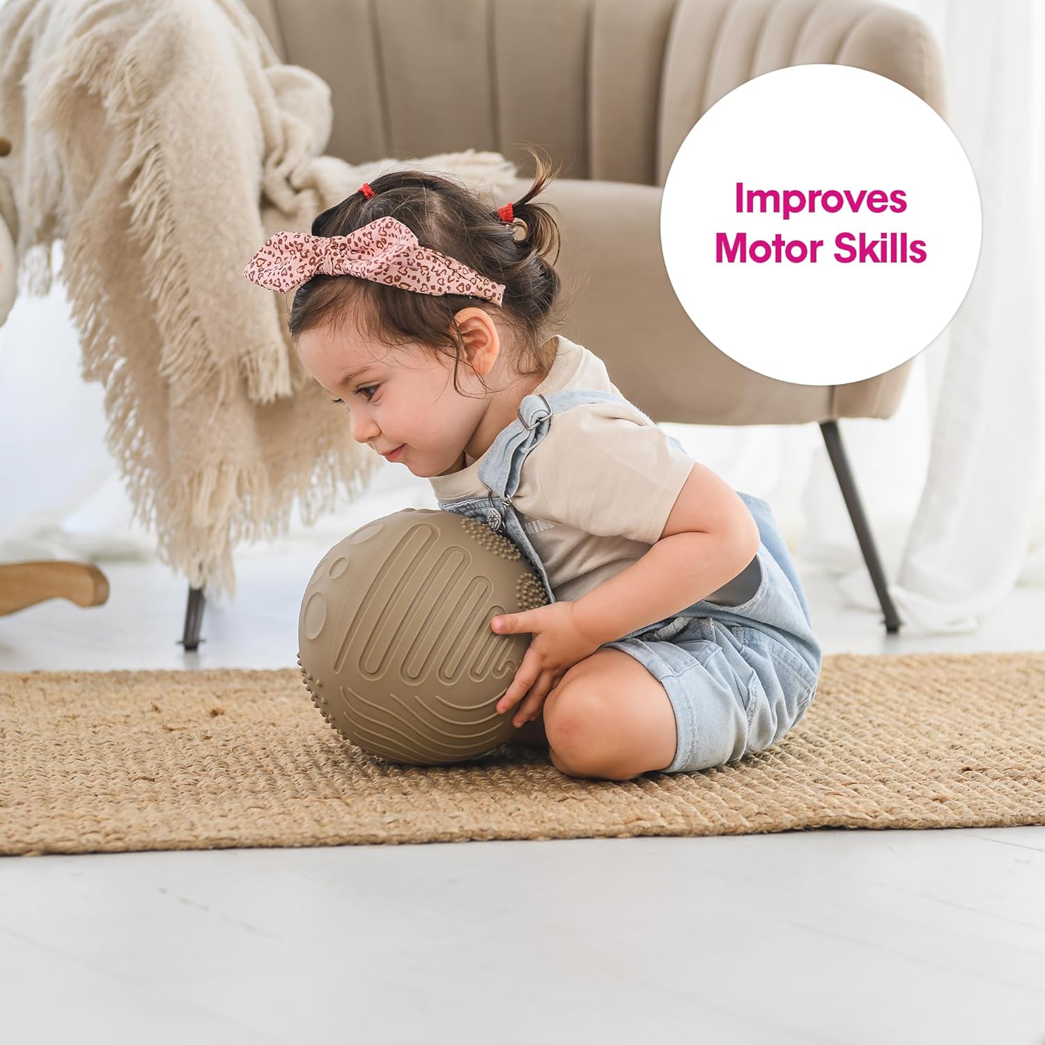 Edushape Texture-iffic Sensory Ball for Baby – 7″ Baby Ball That Helps Enhance Gross Motor Skills for Kids – Toddler Ball with 8 Sections of