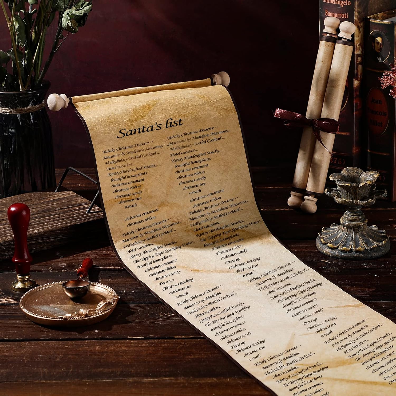 Paquete de 2 rollos de papel vintage en blanco envueltos en barra de madera, pergamino en blanco de larga edad para escribir, dibujar, caligrafía,