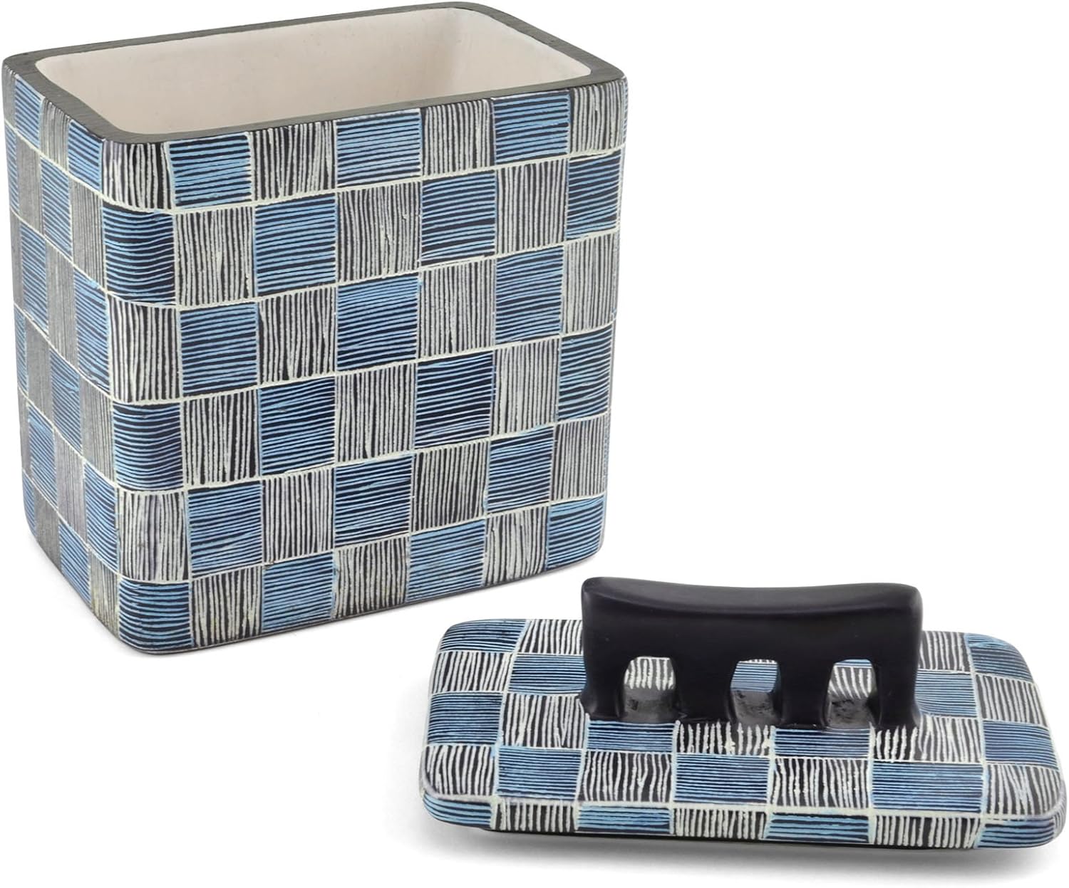 Swahili Modern Basketweave – Caja pequeña para esteatita, azulnegro