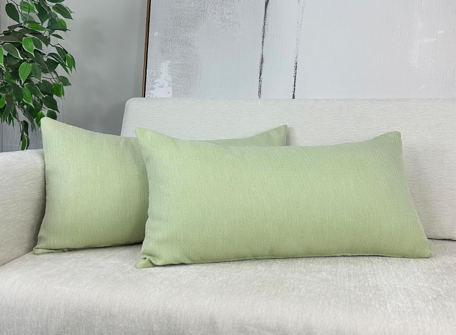 Aiking – 2 fundas de almohada lumbar, 100% poliéster, 12 x 24 pulgadas, cepillado, cierre de cremallera, verde azulado