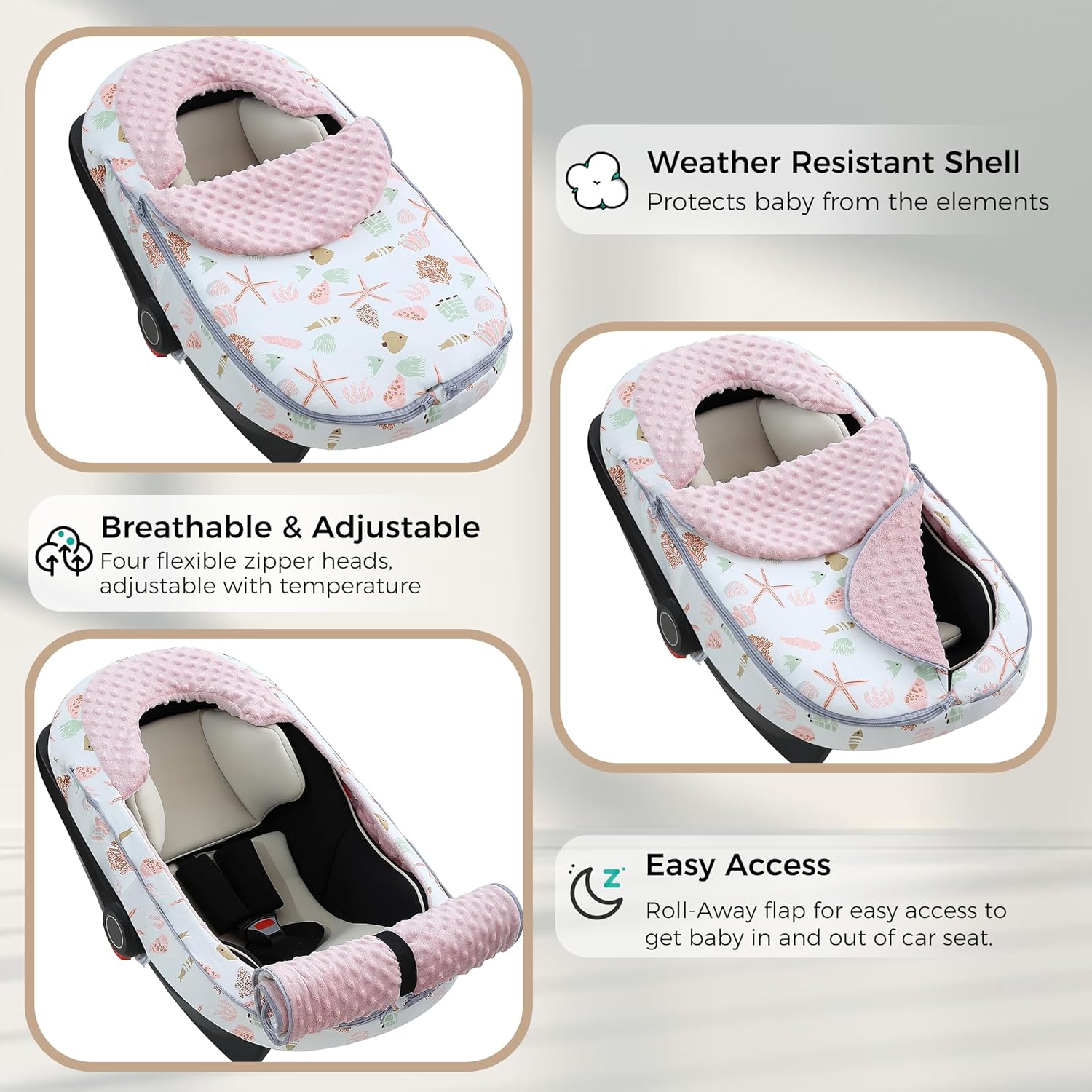 ATOROBROS Funda de asiento de automóvil para bebé compatible con cochecito Doona y asiento de automóvil estándar para bebé, resistente al invierno,
