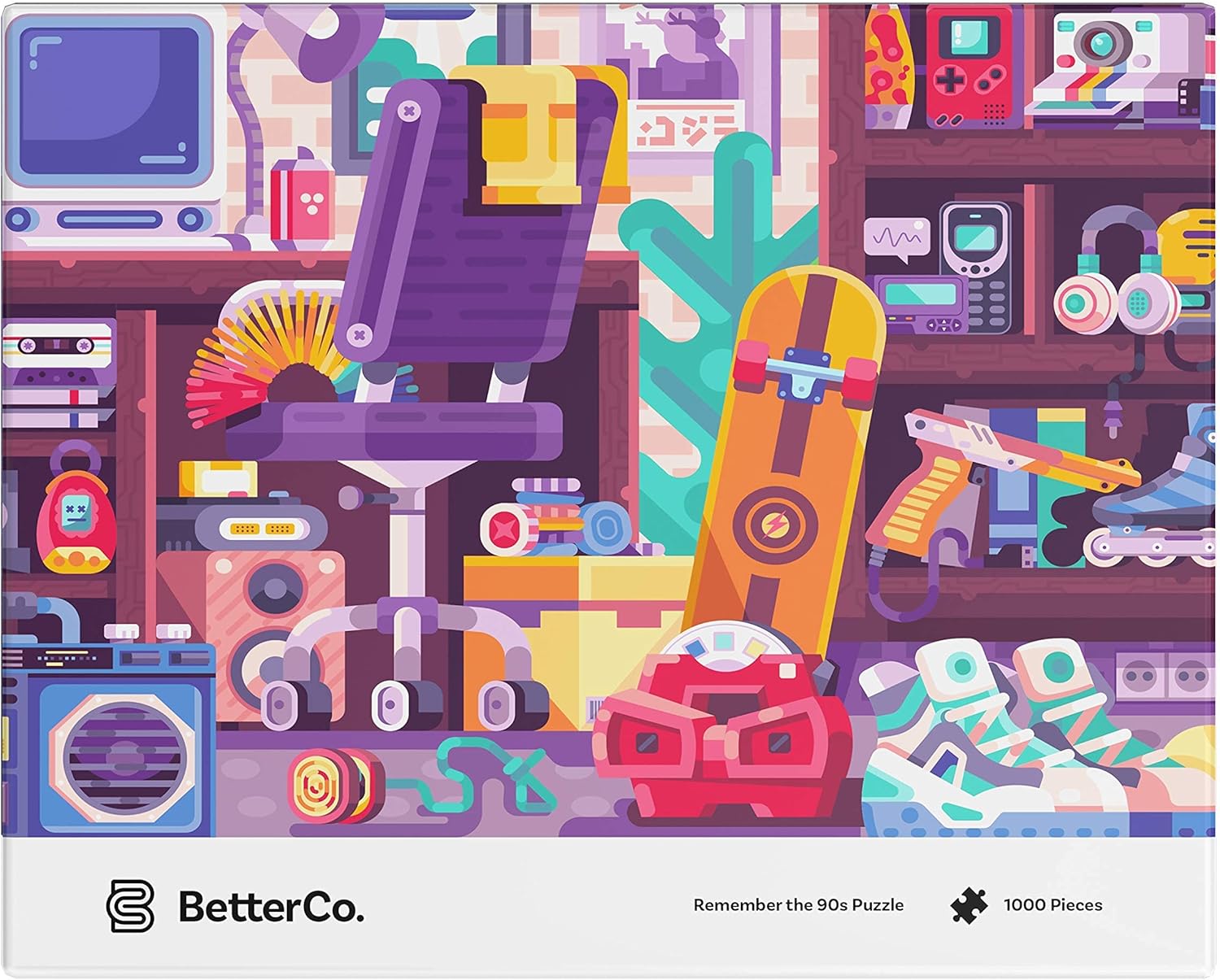 BetterCo. Remember The 90’s Puzzle, rompecabezas de azulejos para artes y manualidades, juguete de recreación para niños y adultos, decoración de