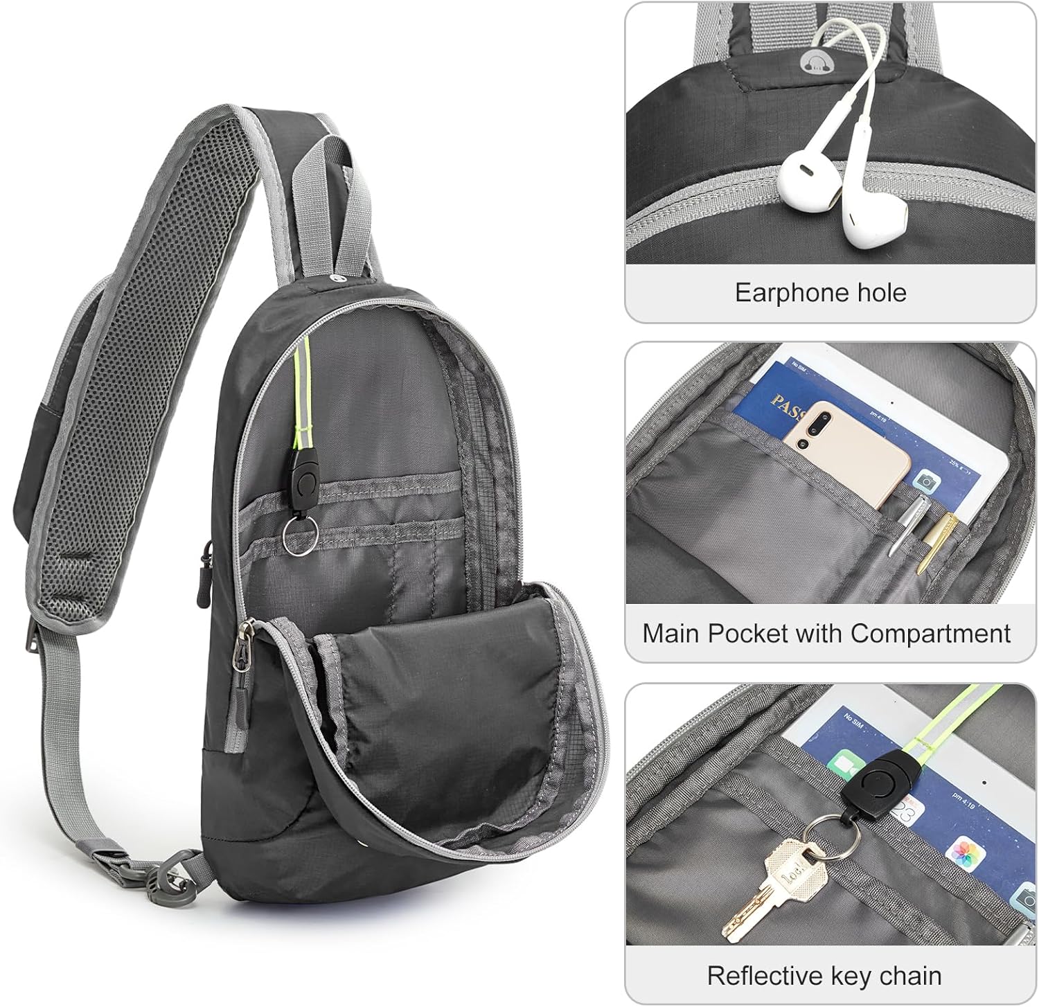 G4Free Mochila cruzada ligera con bloqueo RFID, bolsa de hombro para viajes, deportes, correr