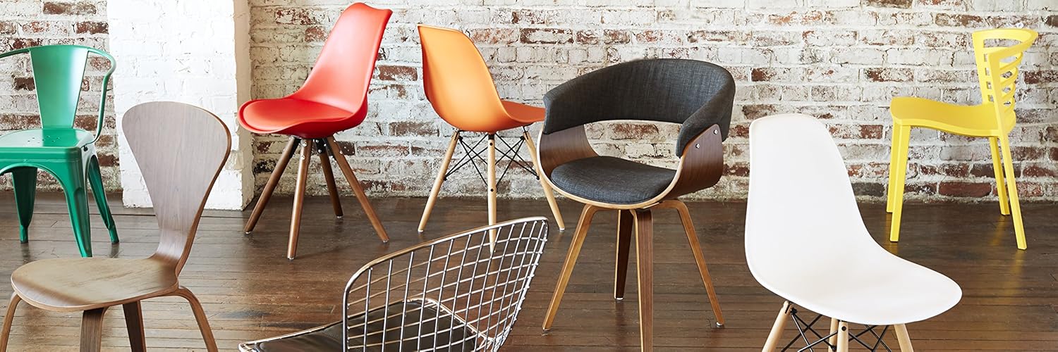 Modway Vortex Mid-Century Modern – Dos sillas de cocina y comedor en nogal oscuro