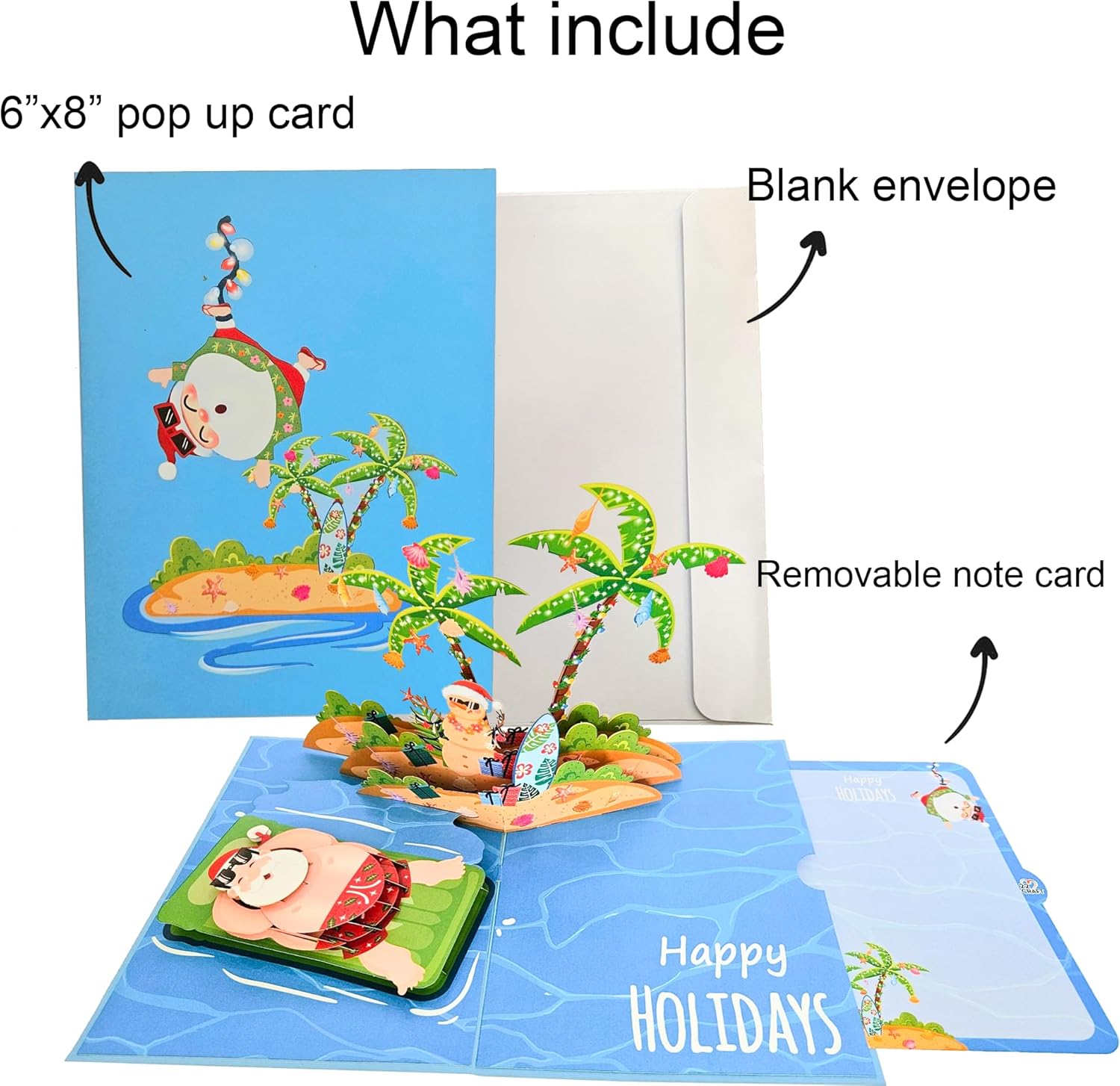 By 22CRAFT – Tarjetas de Navidad desplegables, divertidas tarjetas de Navidad 3D de Papá Noel, tarjeta de felicitación de Navidad de 6 x 8 pulgadas