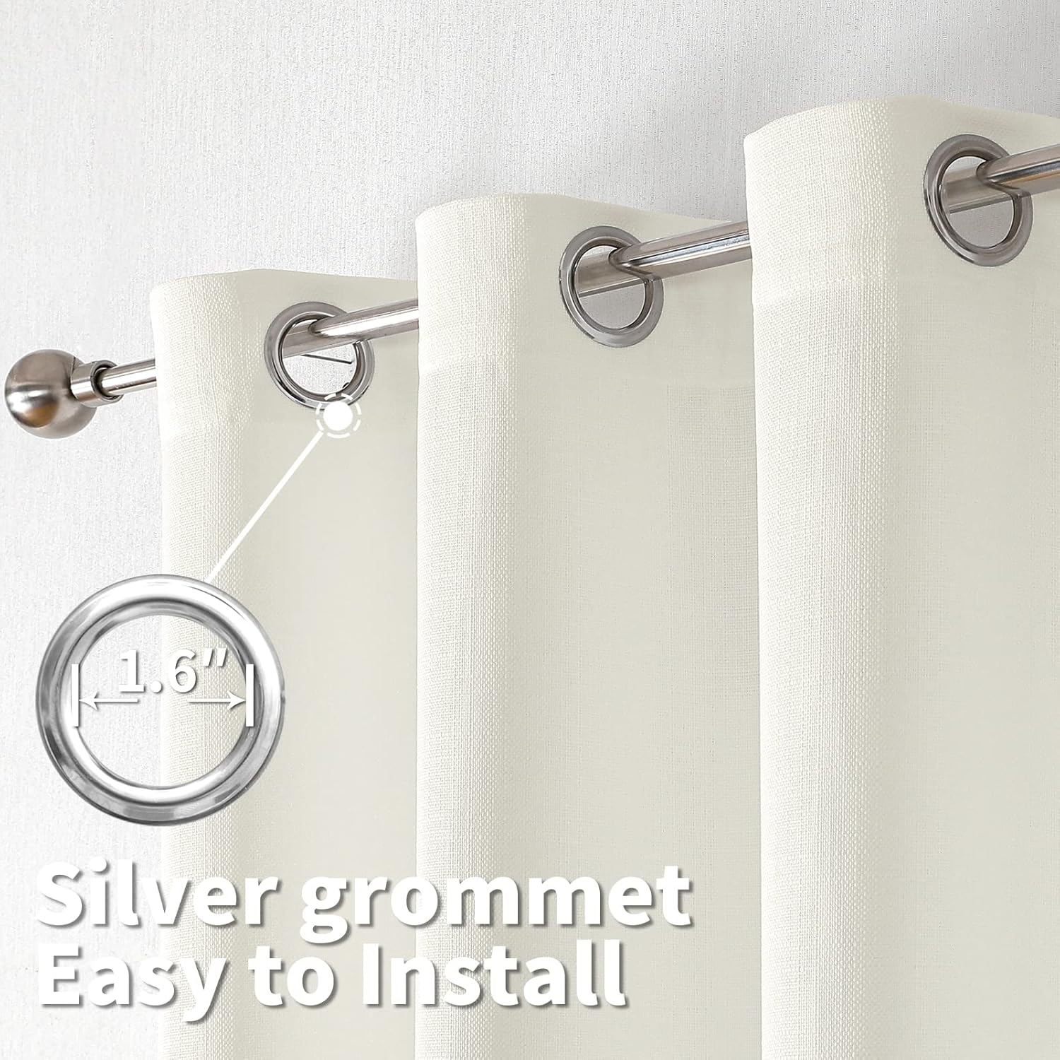 BGment Cortinas de lino sintético de 95 pulgadas de largo, juego de 2 paneles, cortinas largas para sala de estar, cortinas largas de arpillera con