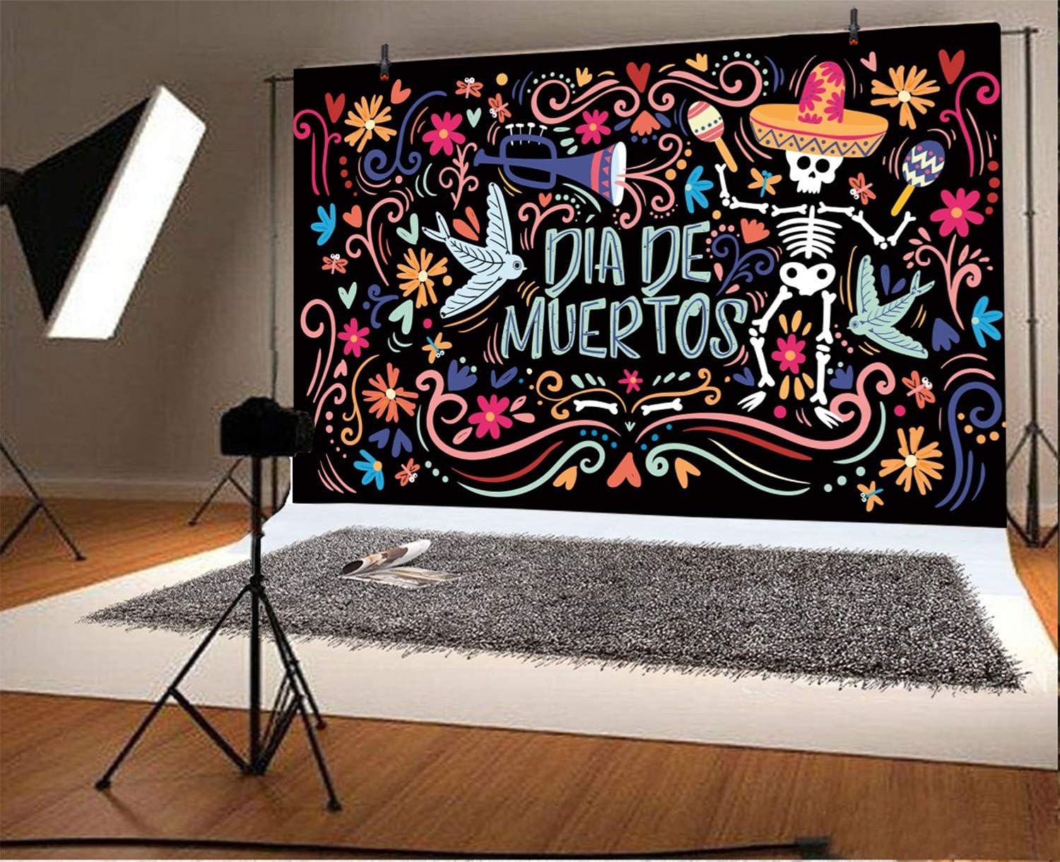 Leyiyi Telón de fondo del Día de los Muertos de 12 x 10 pies, Día de Muertos, Grunge, Grunge, Grunge, Blackbaord, Cráneo, Cuerpo de Hueso, Fondo