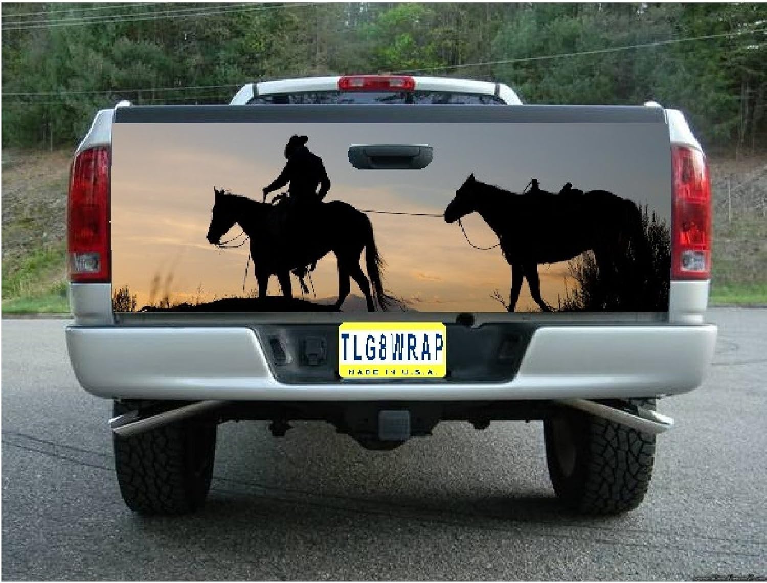 GRAPHIX EXPRESS Calcomanía para puerta trasera de camión para camionetas (T100, caballos, caballos, vaqueros), calcomanías para puerta trasera para