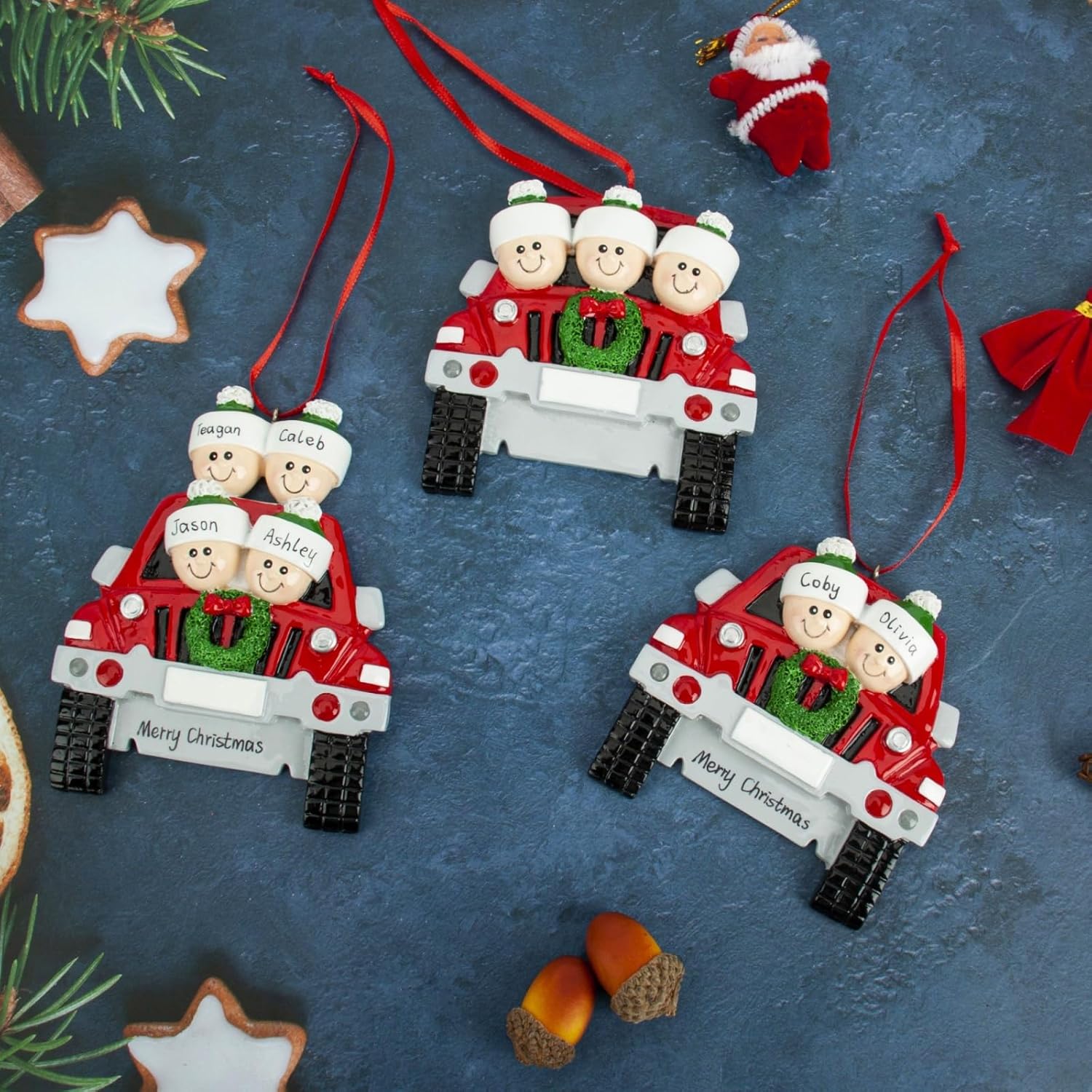 Adornos de Navidad personalizados, adorno de Navidad personalizado para la familia del automóvil 2023, decoraciones de Navidad con nombre