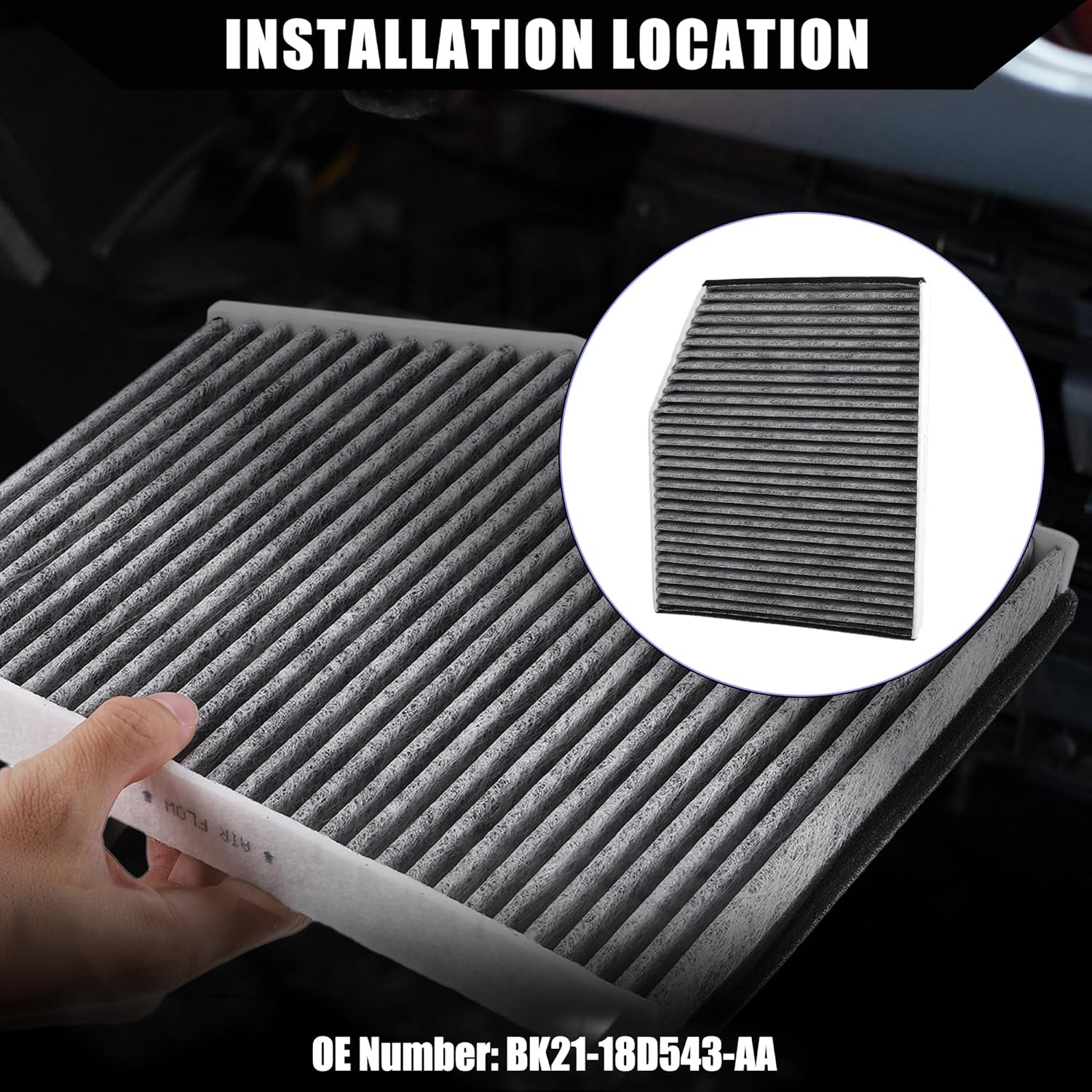 Hihaha No.BK21-18D543-AA Filtro de aire de cabina con carbón activado para Ford Transit-150 2015-2019 para Ford Transit-250 2015-2019  Filtro de