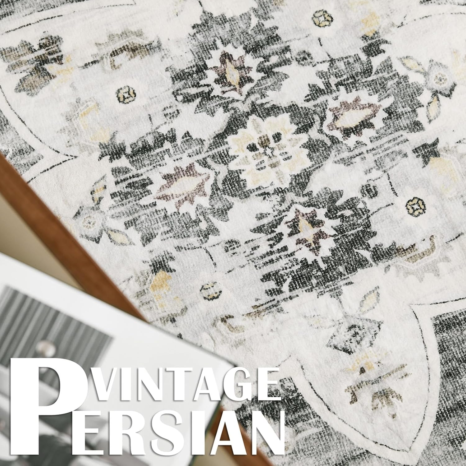 jinchan Alfombra de área de 2 x 3 pulgadas, lavable, para interiores, vintage, con estampado múltiple, retro, envejecida, ligera, antideslizante,