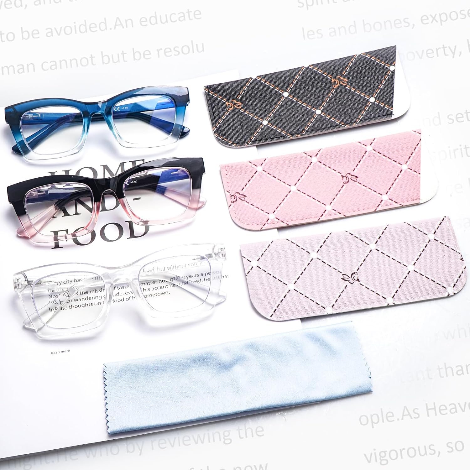 SIGVAN Paquete de 6 lentes de lectura estilo Oprah con bloqueo de luz azul, cuadrados, para computadora, bisagra de resorte para mujer