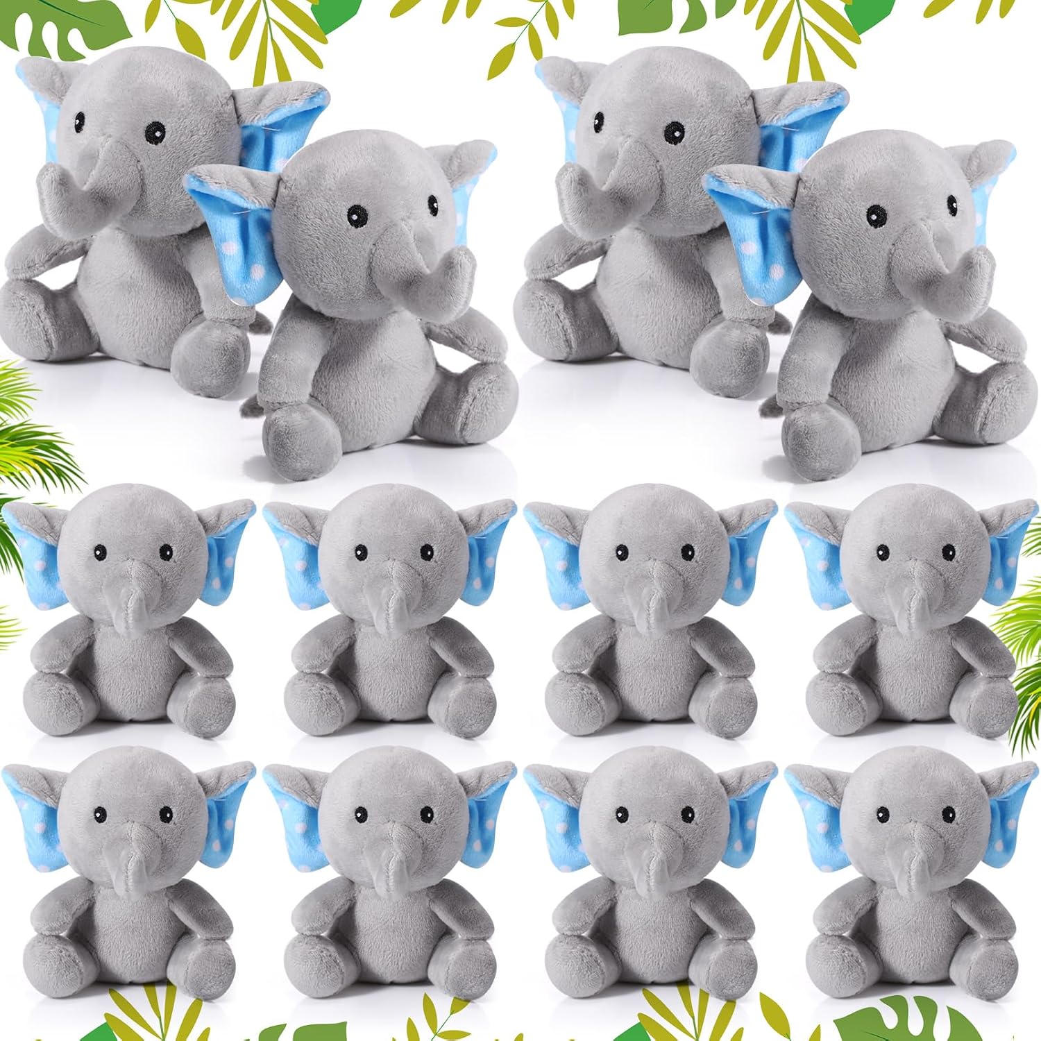 12 piezas de mini elefante de peluche de 4 pulgadas, pequeños y lindos juguetes de elefante de bosque suave para niños y niñas, decoración de baby