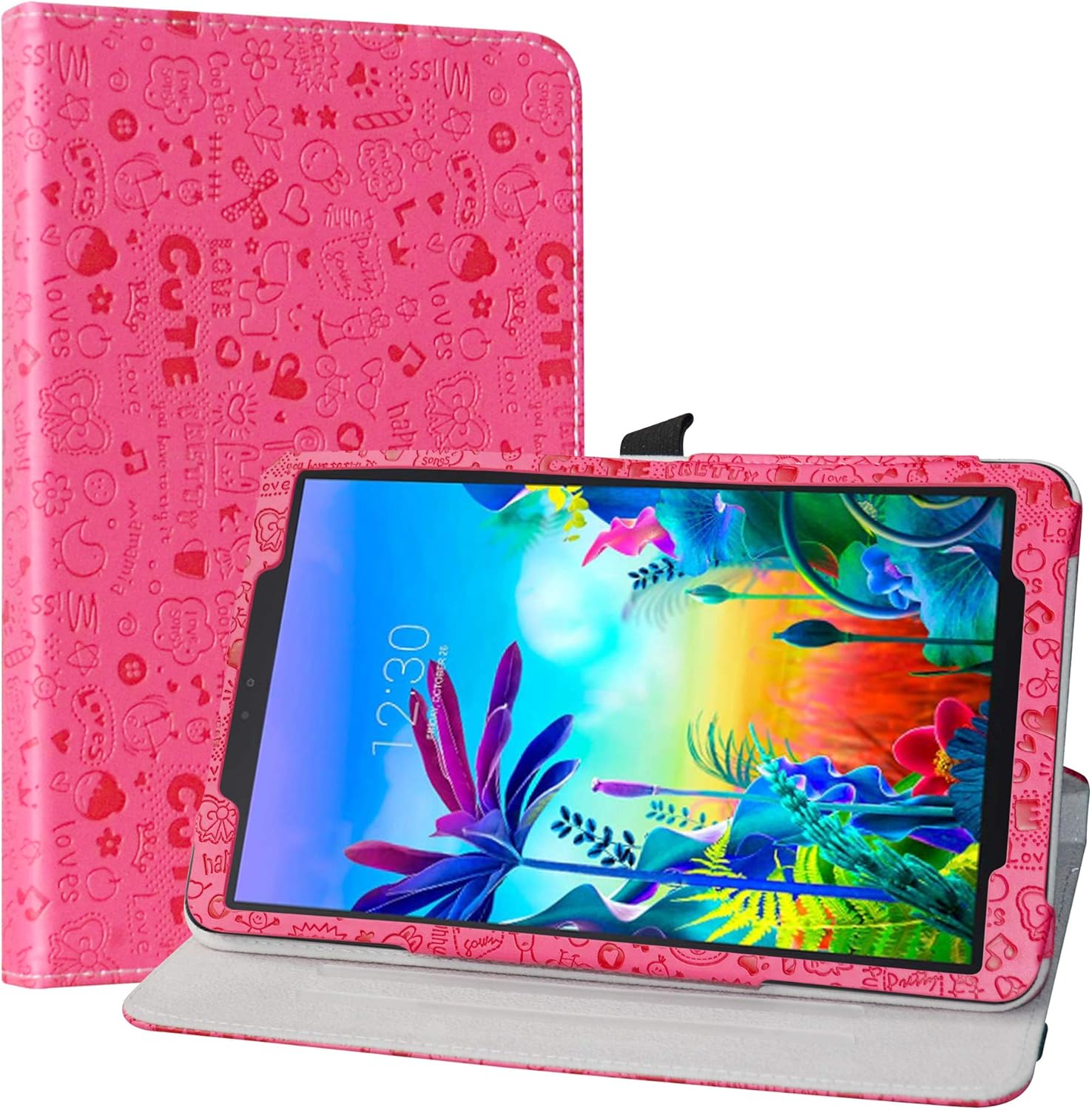 Funda giratoria compatible con LG G Pad 5, soporte de rotación de 360 grados, piel sintética con bonito patrón para tablet LG G Pad 5 10.1 T600 de