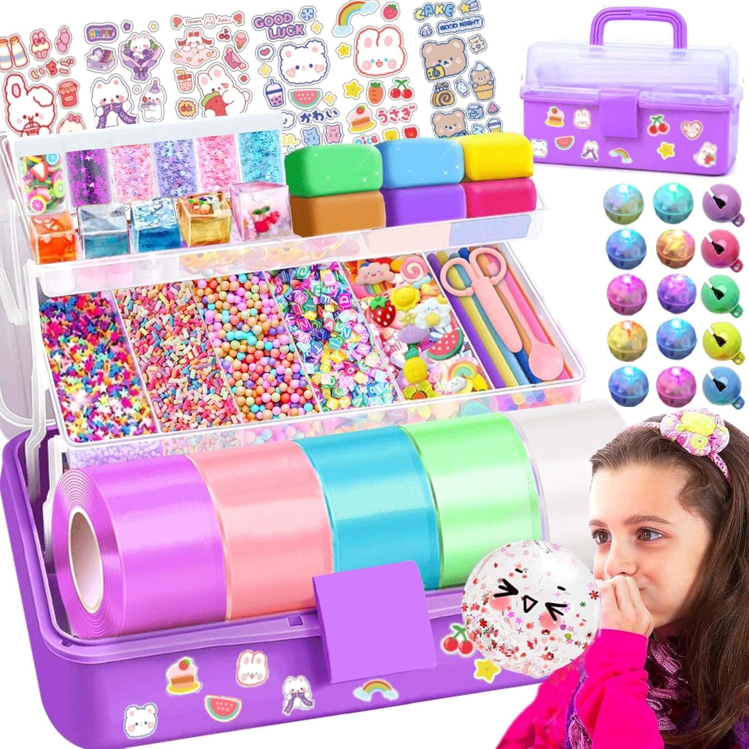 Jimcii Lindo kit de burbujas de nano cinta para niños con caja, cinta nano de doble cara, burbujas de cinta nano mágica