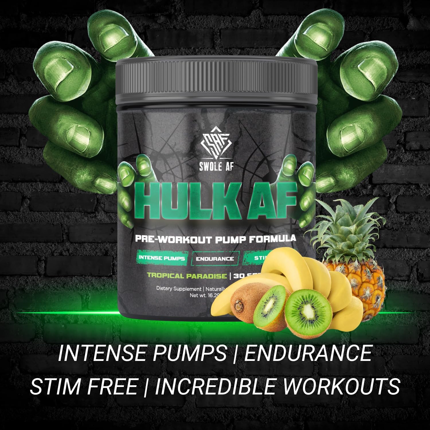 Swole AF  Hulk AF  Fórmula de bomba de preentrenamiento  No estimulante mejora la resistencia a la circulación  Suplemento dietético para salida de