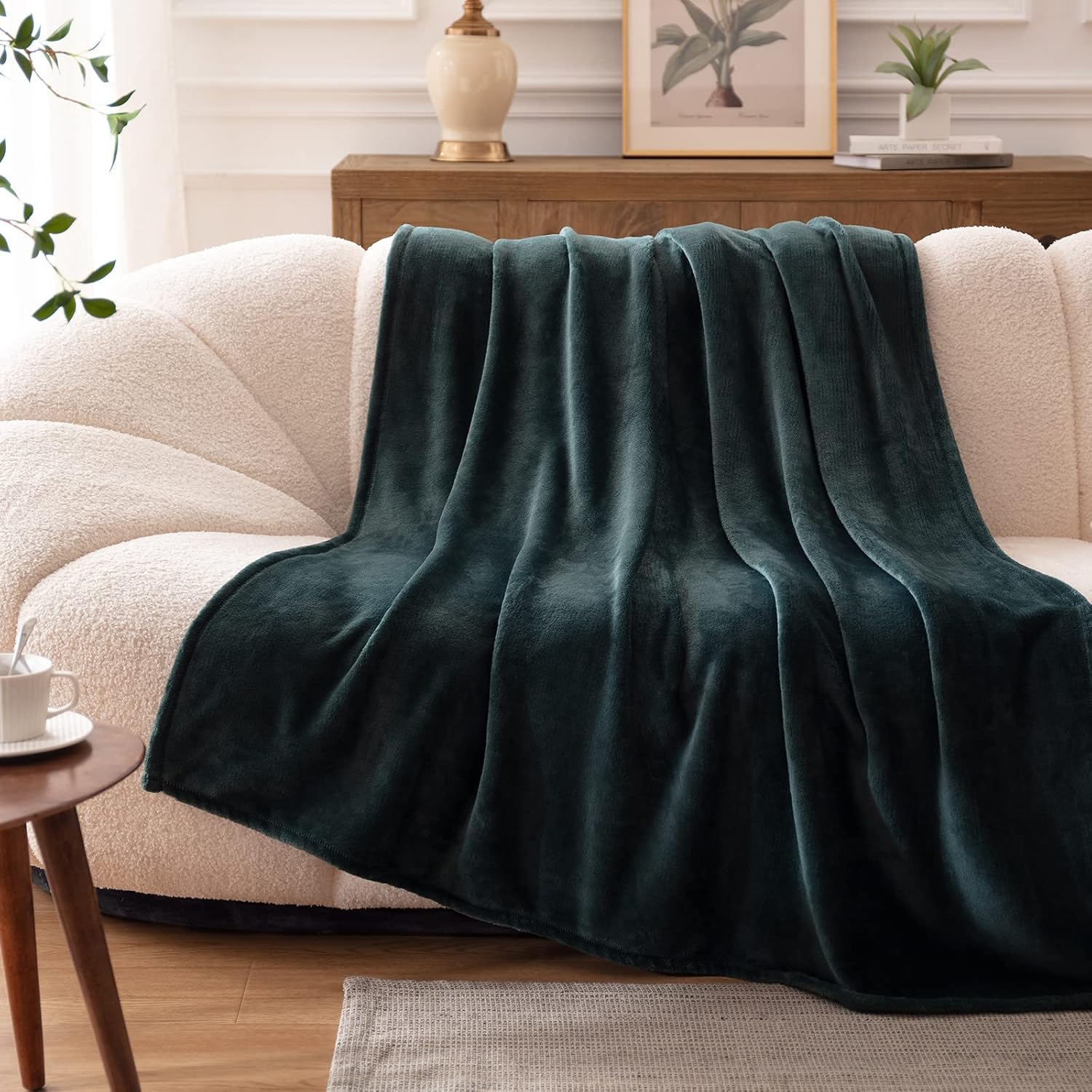 Bertte Manta de forro polar, ligera, súper suave, de microfibra, para sofá y cama, ultralujosa, cálida y acogedora para todas las estaciones, verde