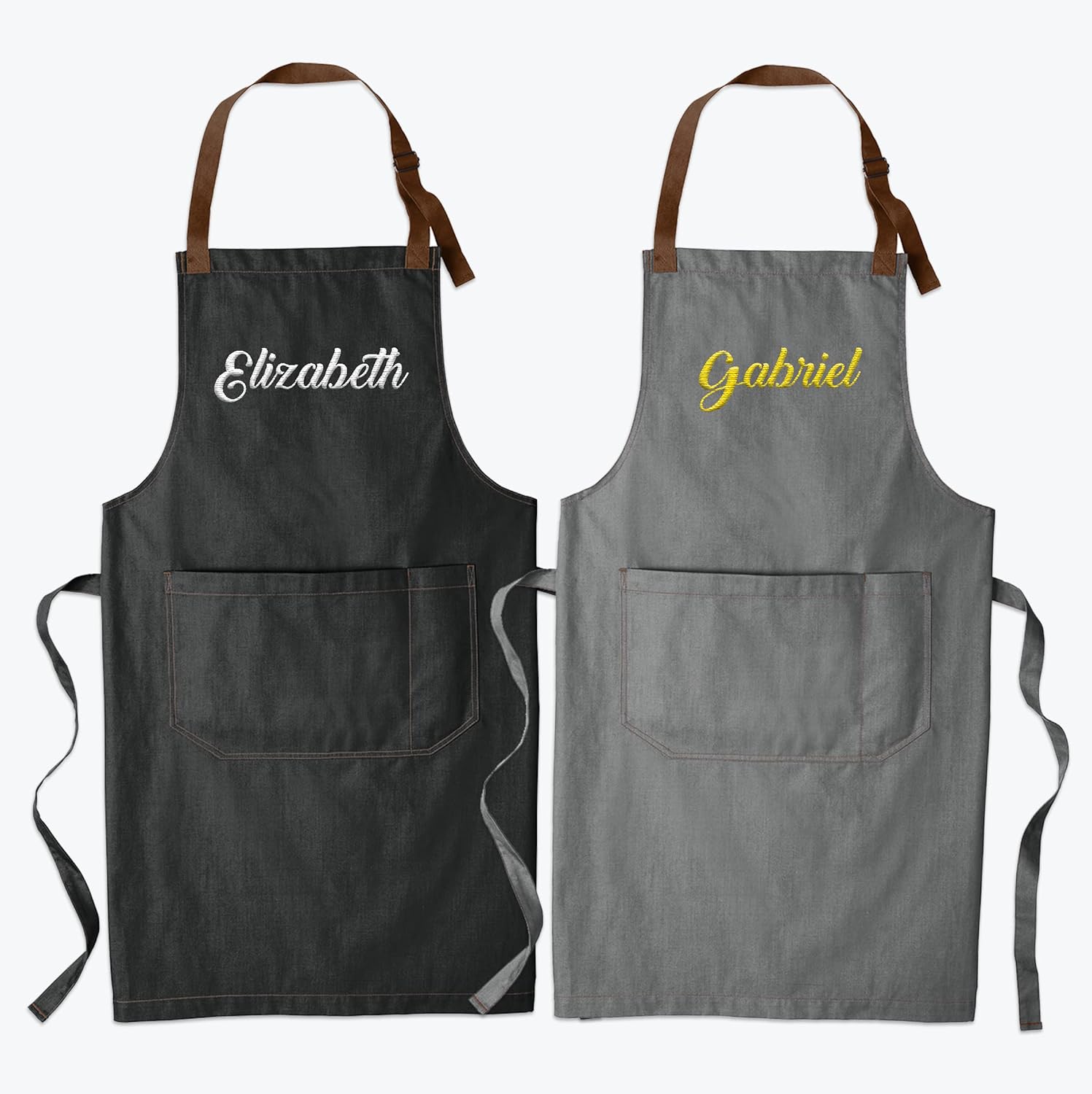 TEEAMORE Delantales bordados personalizados para mujeres y hombres, añade tu texto Chef Kitchen Grill Delantal
