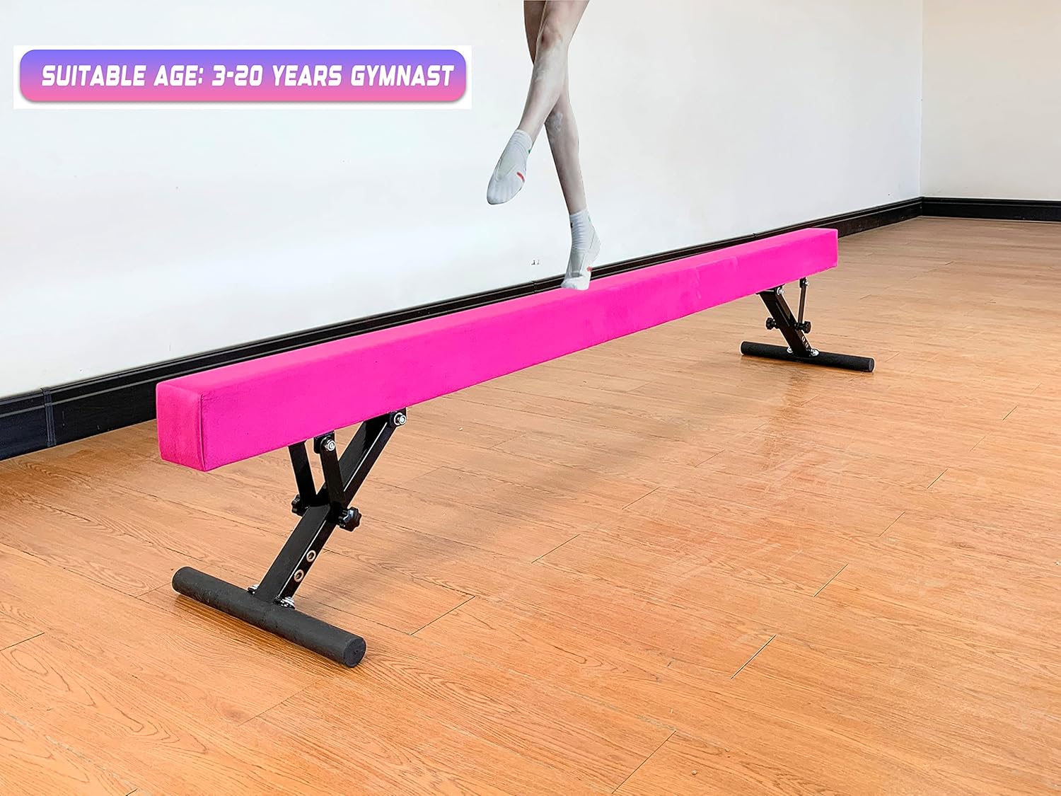 Viga de equilibrio ajustable de 8 pies de altura ajustable para niños y adolescentes de todos los niveles de gimnasia, equipo de gimnasia para