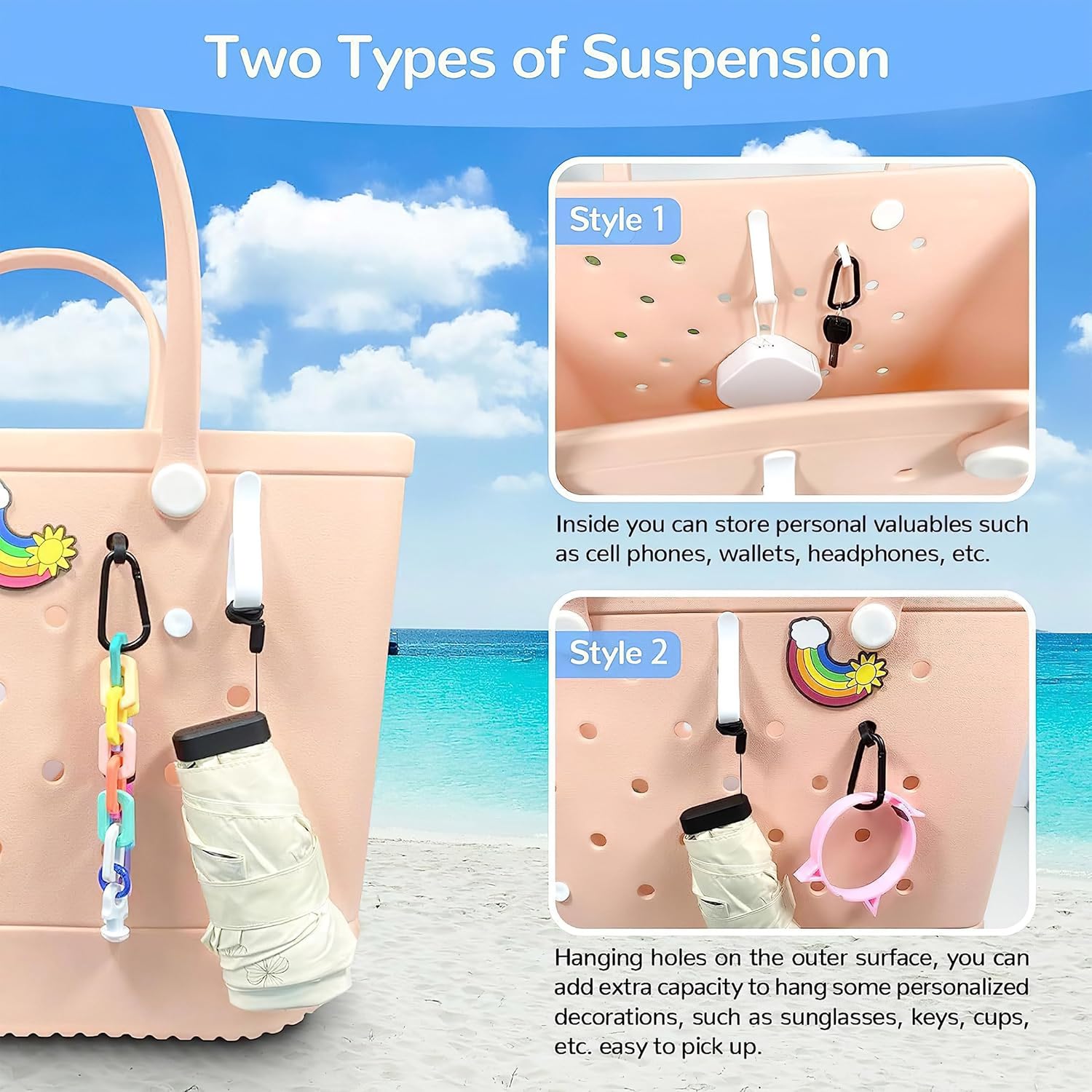 12 ganchos compatibles con bolsas de pantano, accesorios para bolsas Bogg, accesorios para bolsa Bogg, accesorios para organizar accesorios, bolsa