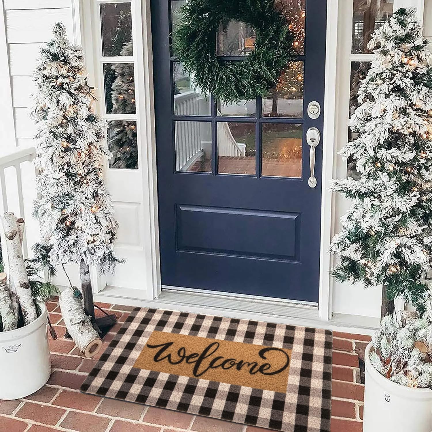 Felpudos de bienvenida de Navidad, tapetes de fibra de coco  Tapete antideslizante para puerta delantera, estación, invierno, Navidad, vacaciones,