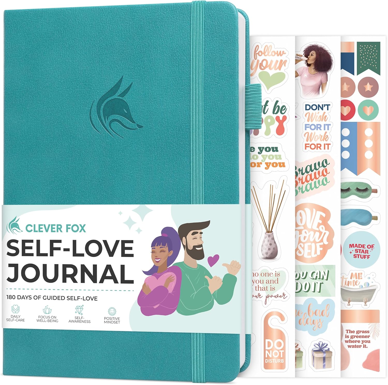 Clever Fox Diario de amor propio registro guiado de autodescubrimiento para autocuidado, reflexión y autoayuda, salud mental, gratitud y atención