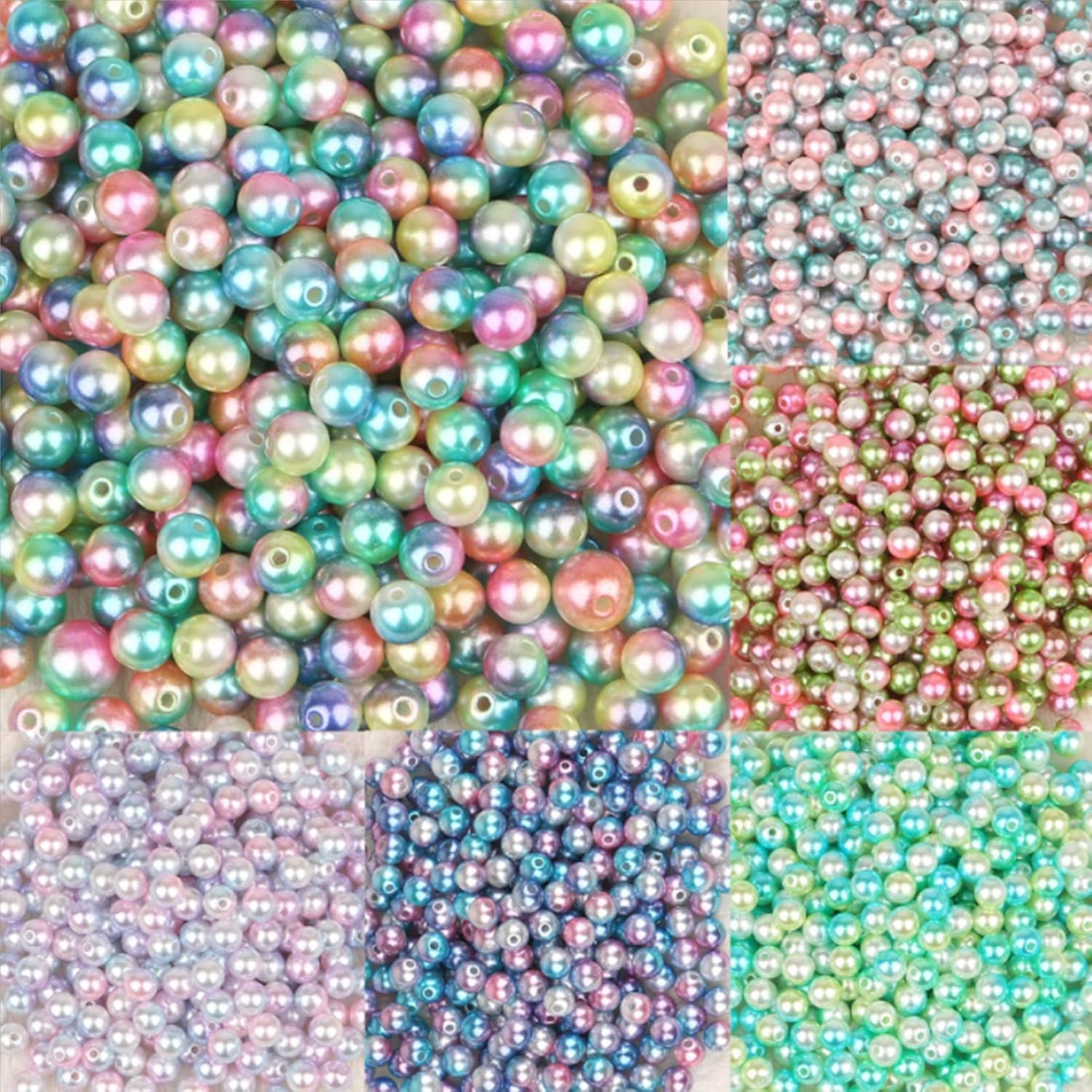 450 cuentas de perlas de imitación ABS de imitación de 0.315 pulgadas, 15 colores, cuentas de arco iris suaves para hacer joyas, aretes, collares,