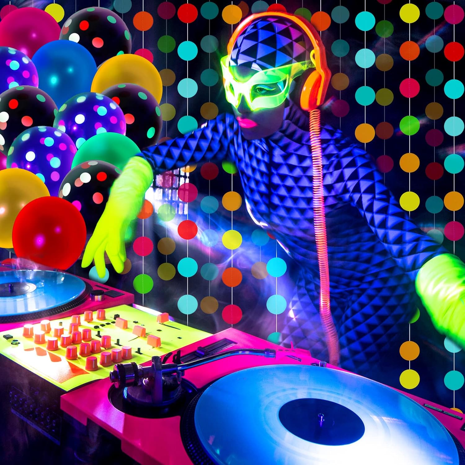 Suministros de fiesta que brillan en la oscuridad, juego de suministros de fiesta de neón que brillan en la oscuridad, 6 rollos de cinta luminosa de