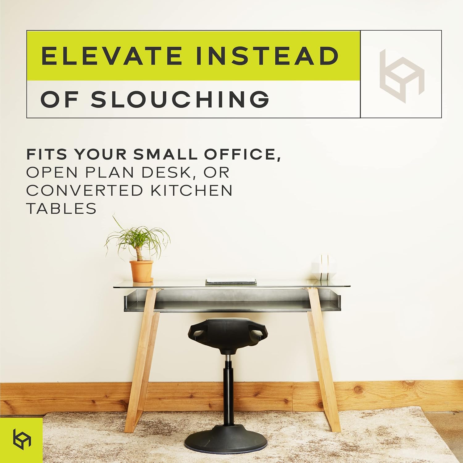 bonVIVO Silla de escritorio de pie  Silla ergonómica para escritorios de oficina altos con soporte trasero y asas para postura y equilibrio