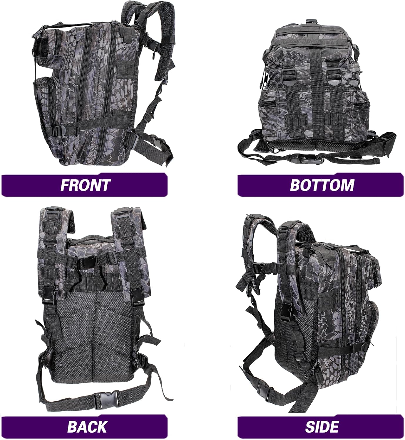 Ghanneey Mochila de aparejos de pesca, mochila de hombro al aire libre con soporte para caña de pescar, senderismo, caza, camping, A-negro y gris,