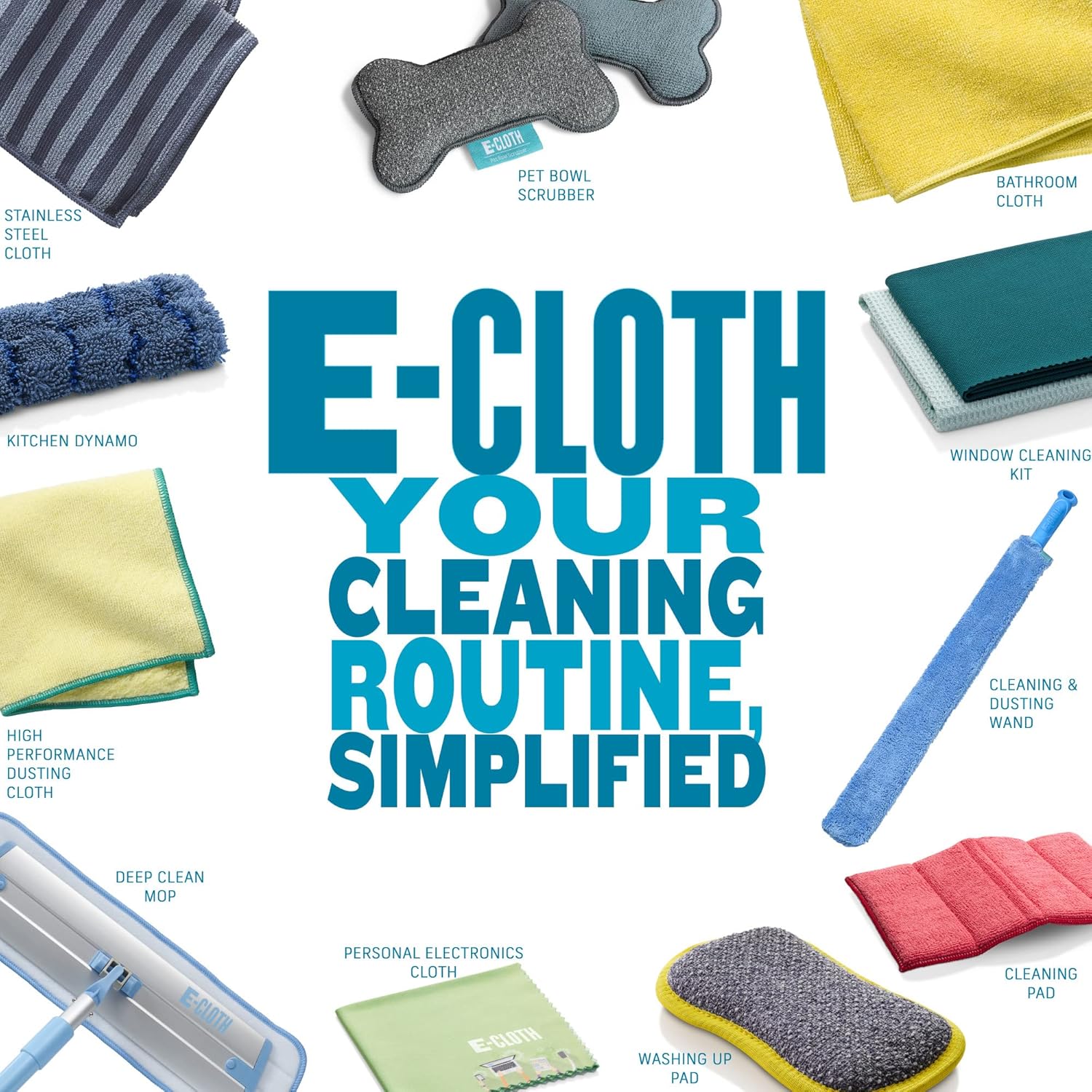 E-Cloth Kit de limpieza de baño, paño de limpieza de microfibra de alta calidad, limpiador ideal para baño, ducha y bañera, lavable y reutilizable,