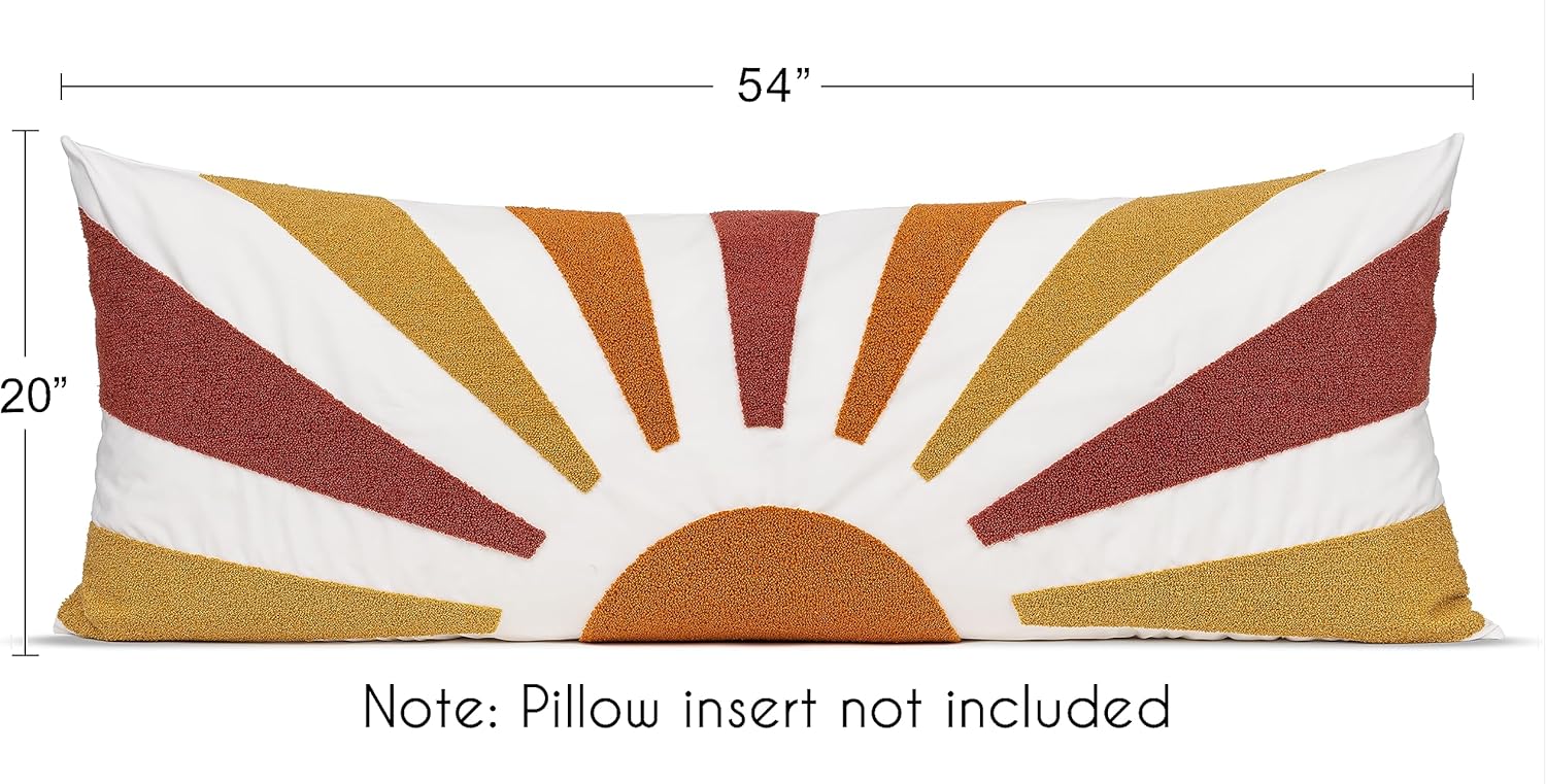 Sweet Jojo Designs Funda de almohada corporal unisex de estilo bohemio desgastado chic con diseño de sol y niña, funda de almohada decorativa para