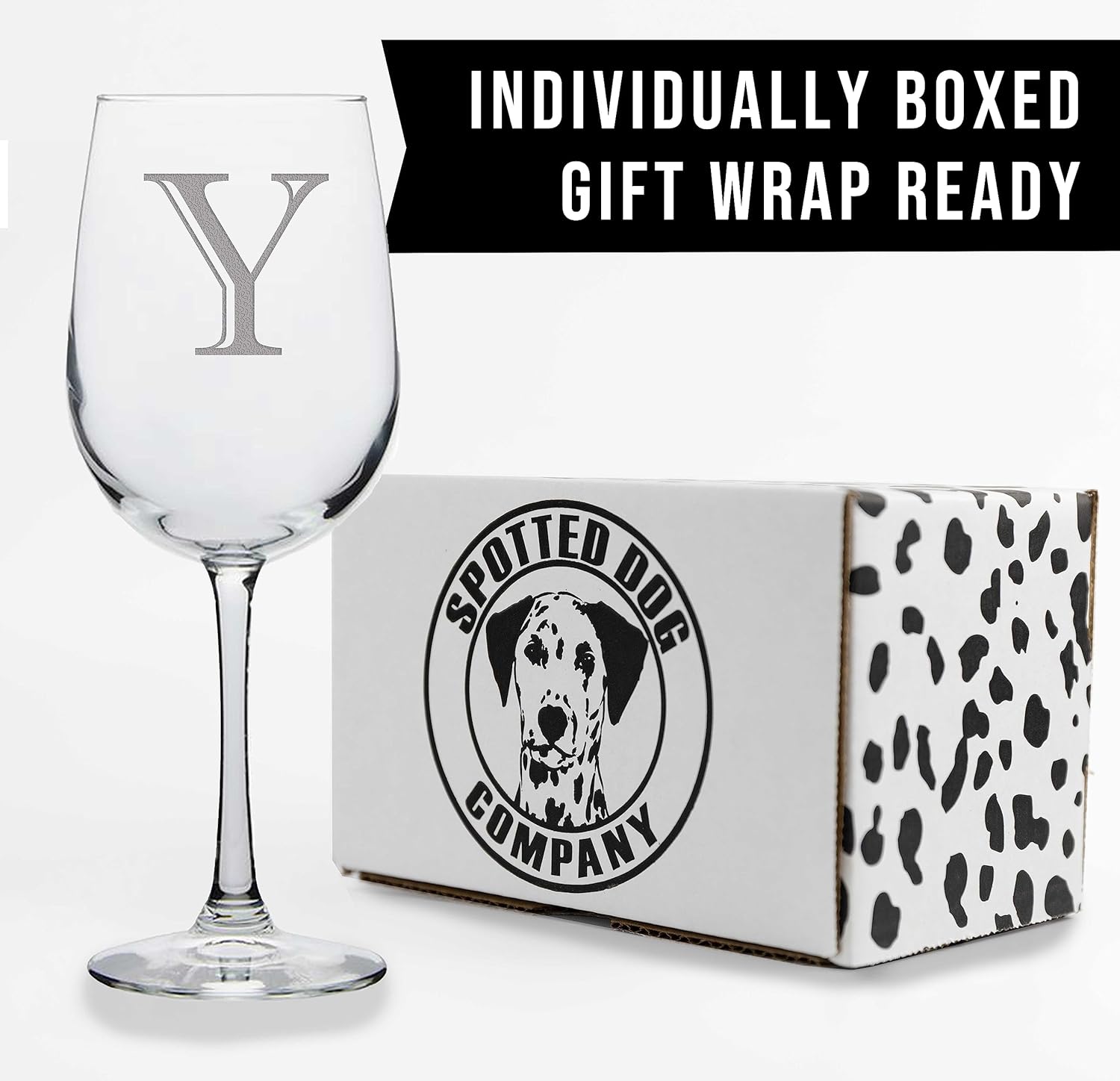 Copa de vino con monograma grabado de 16 onzas (letra Y)  Regalos personalizados de la A a la Z para mujeres, regalos de vino personalizados para