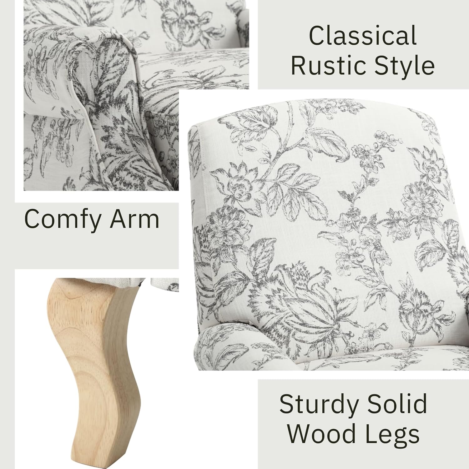 Silla reclinable con estampado floral para sala de estar, sofá individual tapizado con respaldo ajustable y reposapiés, moderna silla de descanso