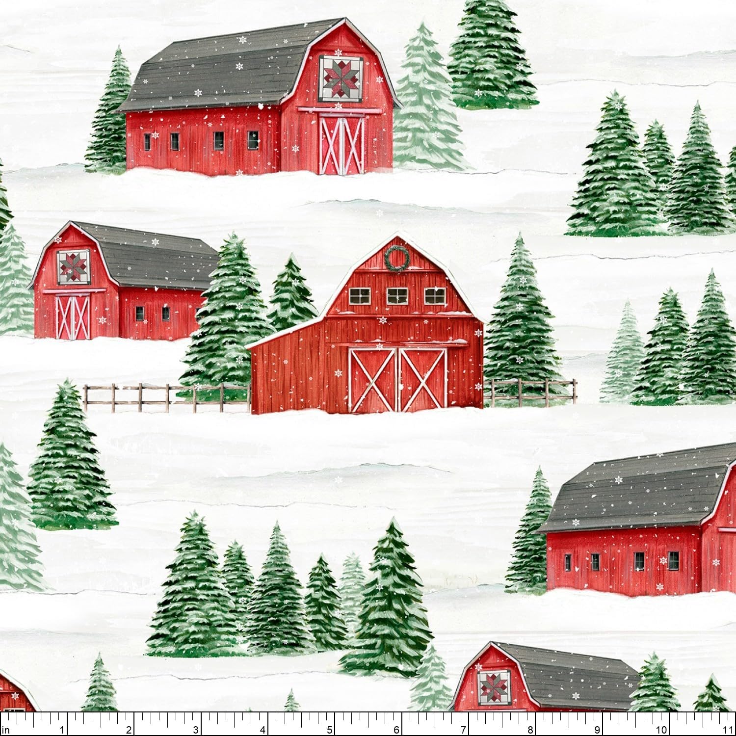 Wilmington Prints Country Cardinals Winter Scenic Multi, tela de The Yard