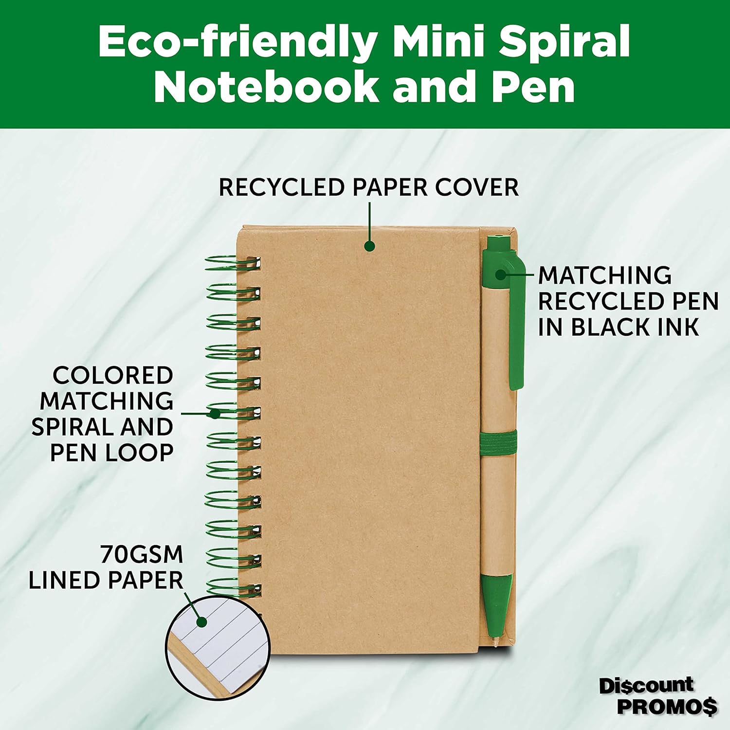 Mini cuadernos en espiral con bolígrafos de tinta negra, juego de 10, paquete a granel, perfecto para la escuela, oficina, negocios, hogar, color