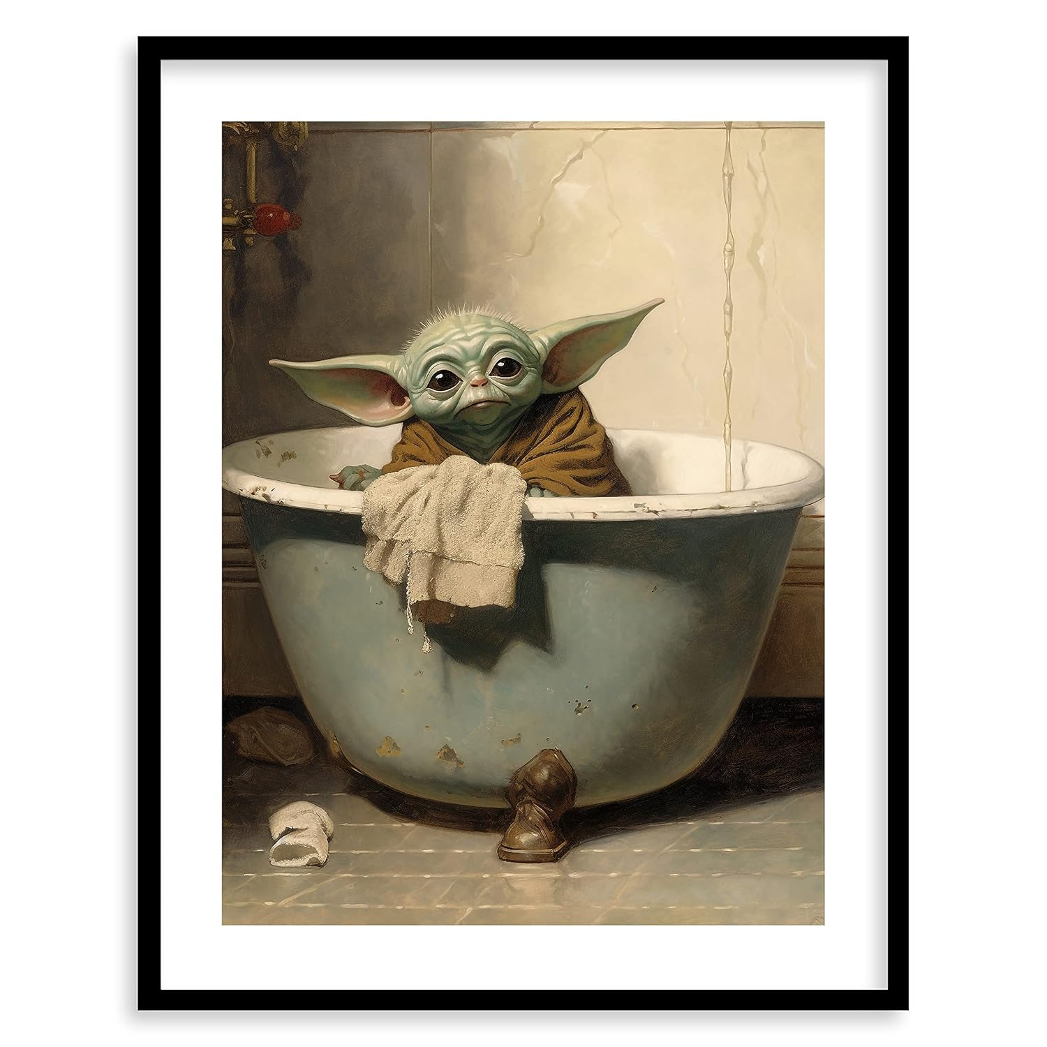 Star Wars Bathroom Décor Art Print – Premium Giclee Fine Art Print – Aesthetic Modern Vintage Painting Style Darth Vader Stormtrooper Yoda Print
