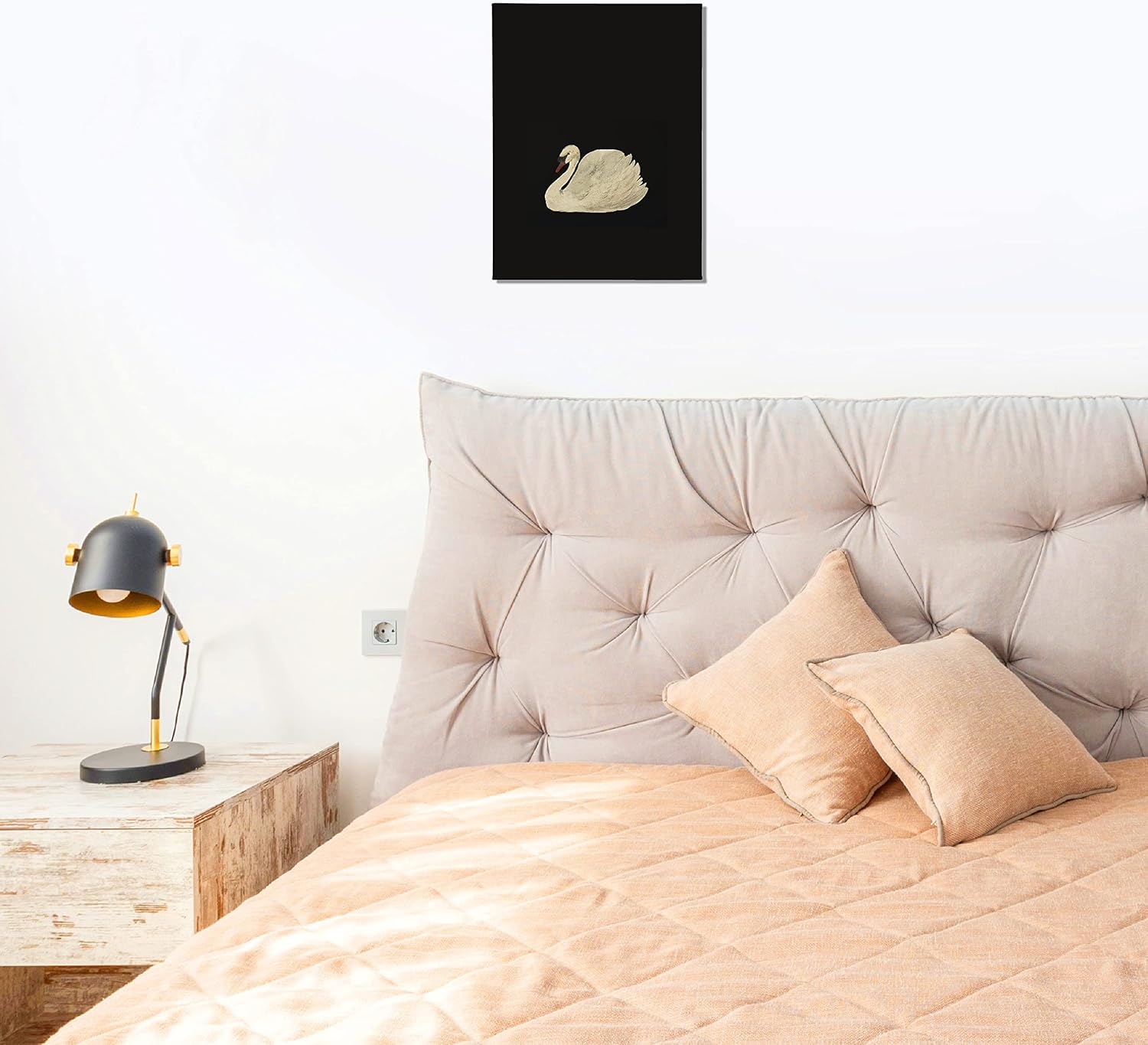 BIWSHA Pintura antigua de cisne sobre fondo negro, impresiones artísticas para pared, decoración para el hogar, cocina, dormitorio, sala de estar,